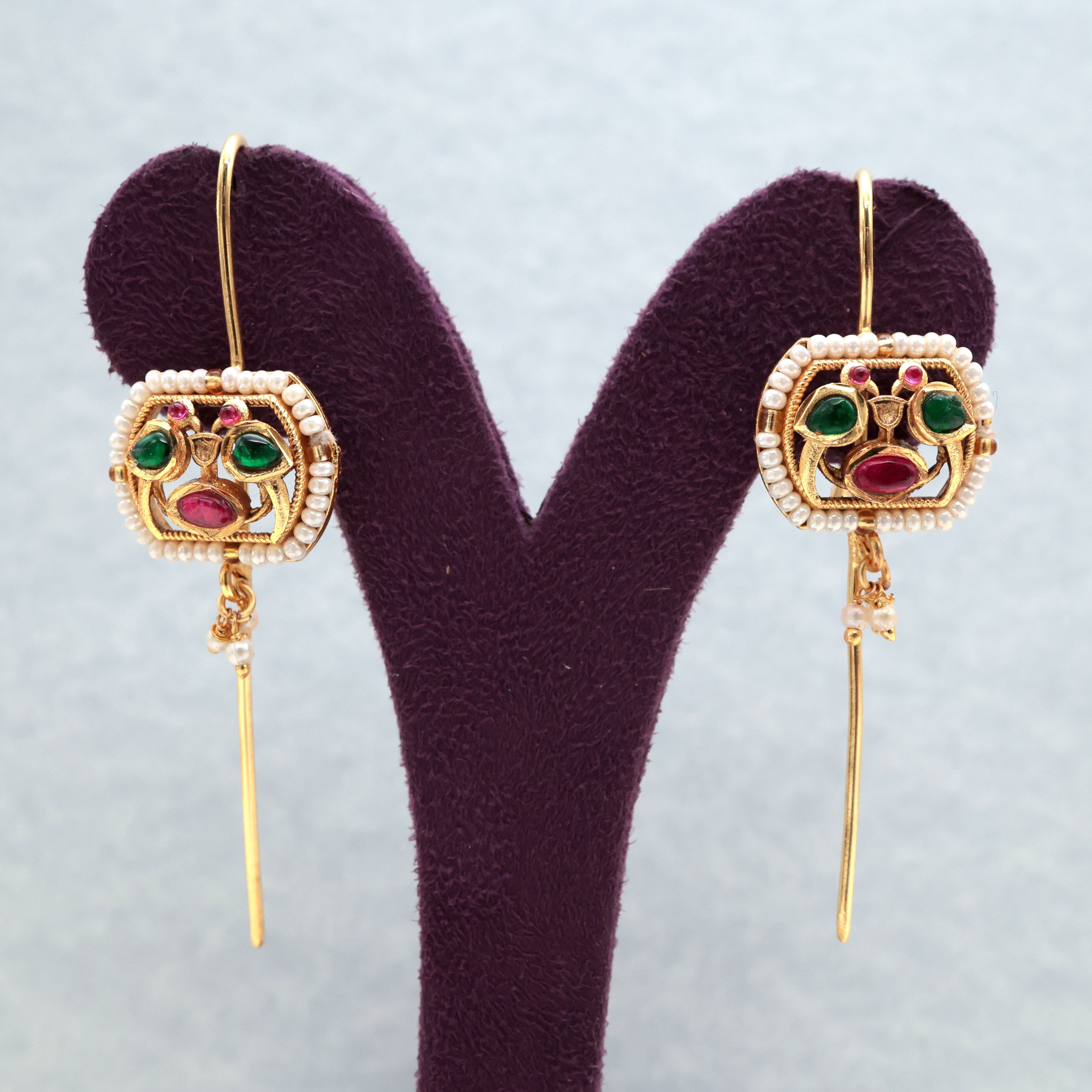 PREMIUM JADAU KUNDAN NAGAS RETTAPAKSHI NEEDLE EARCUFF EARRINGS