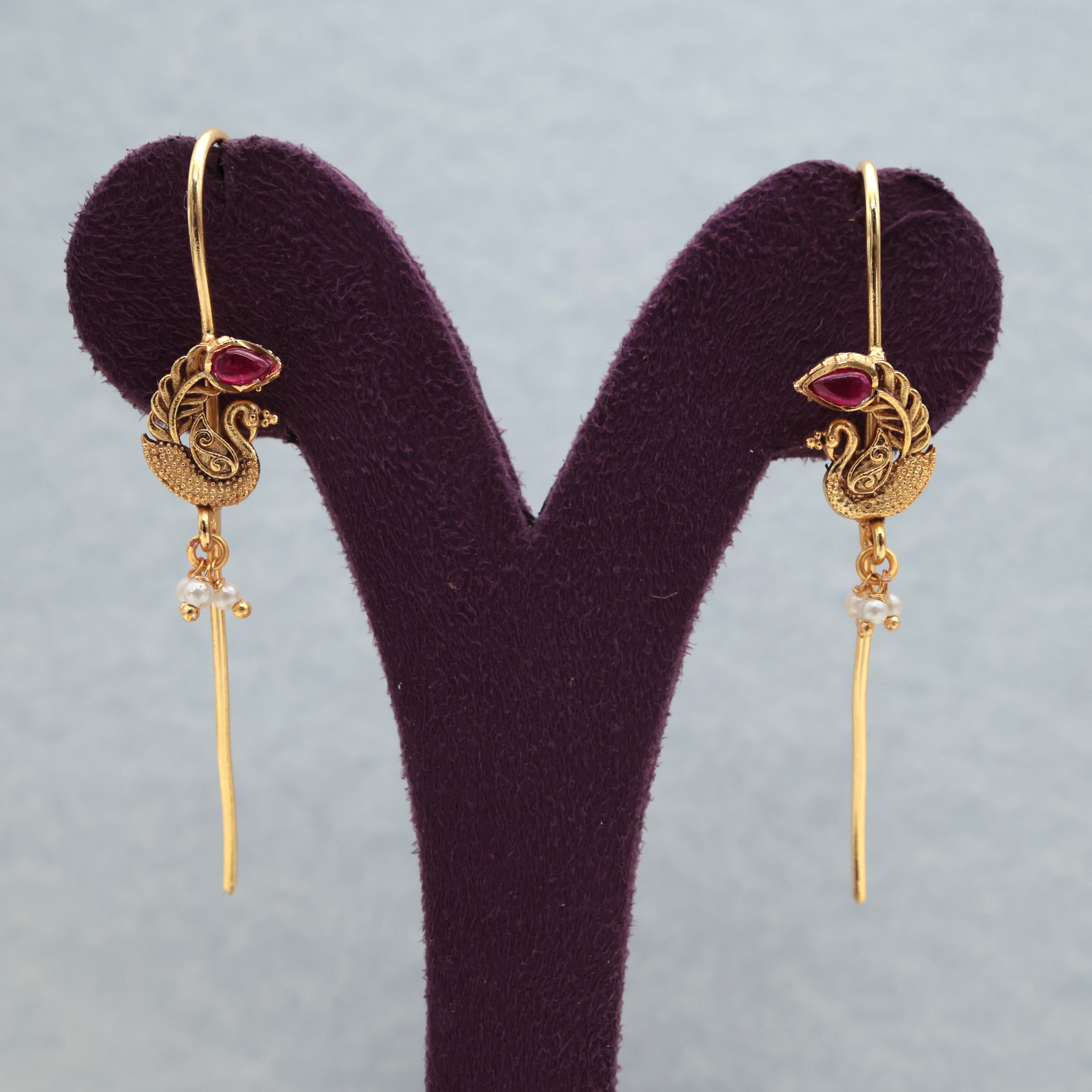 PREMIUM ANTIQUE NAGAS PEACOCK NEEDLE EARCUFF EARRINGS