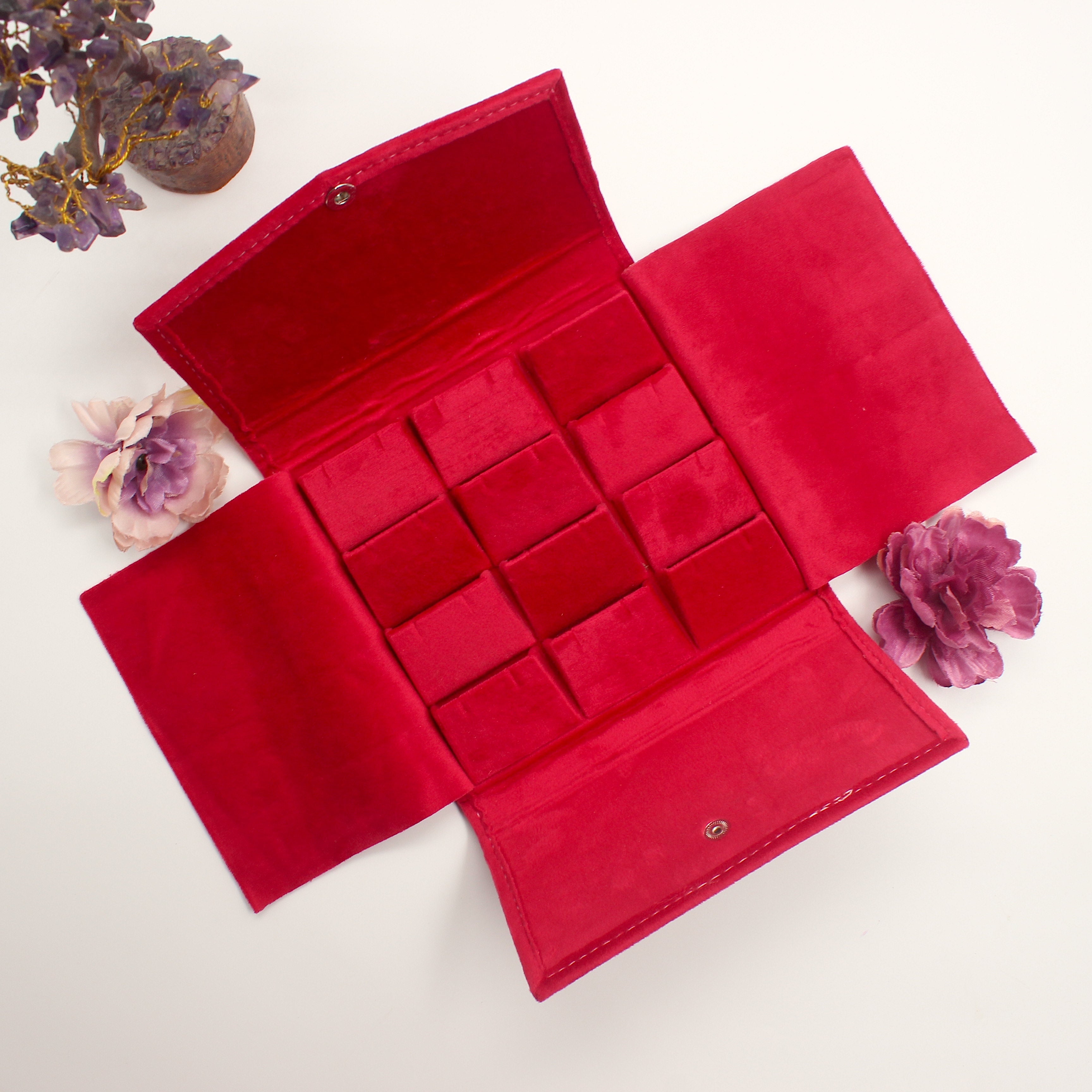 Premium Velvet Flap Earrings Organiser - 12 Earrings Holder - Assorted Colours