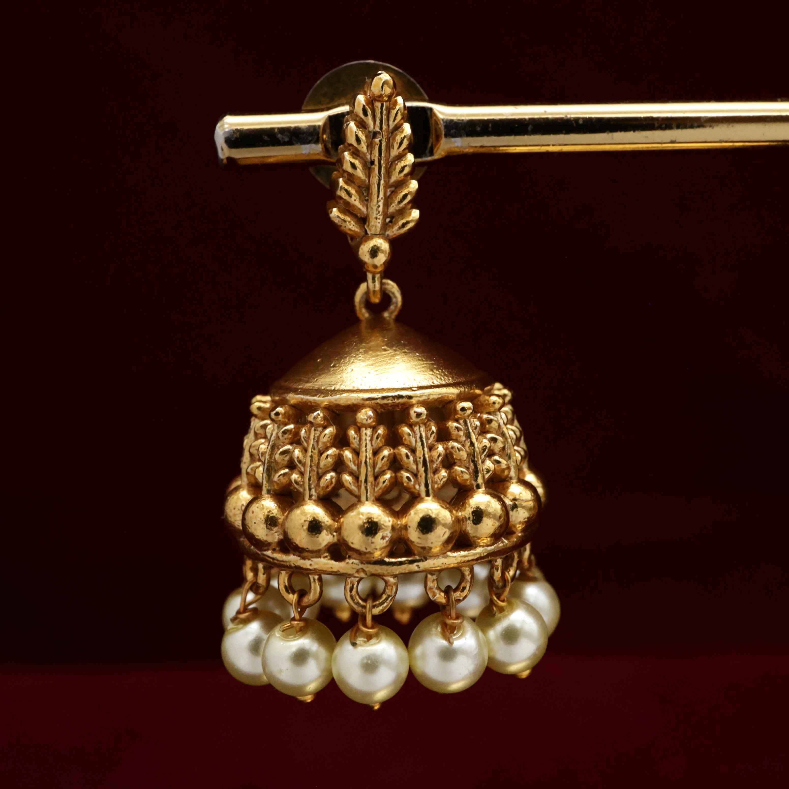Small Antique Gold Leaf Jhumkas