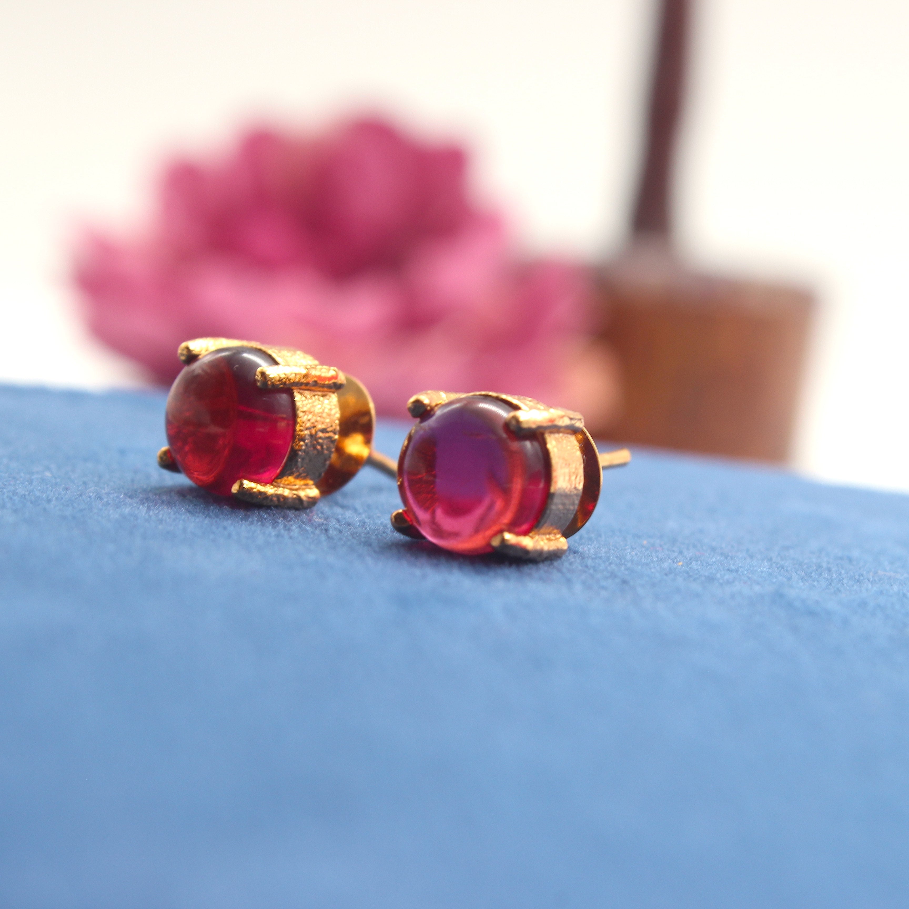 Real Gold Tone Single Stone Studs