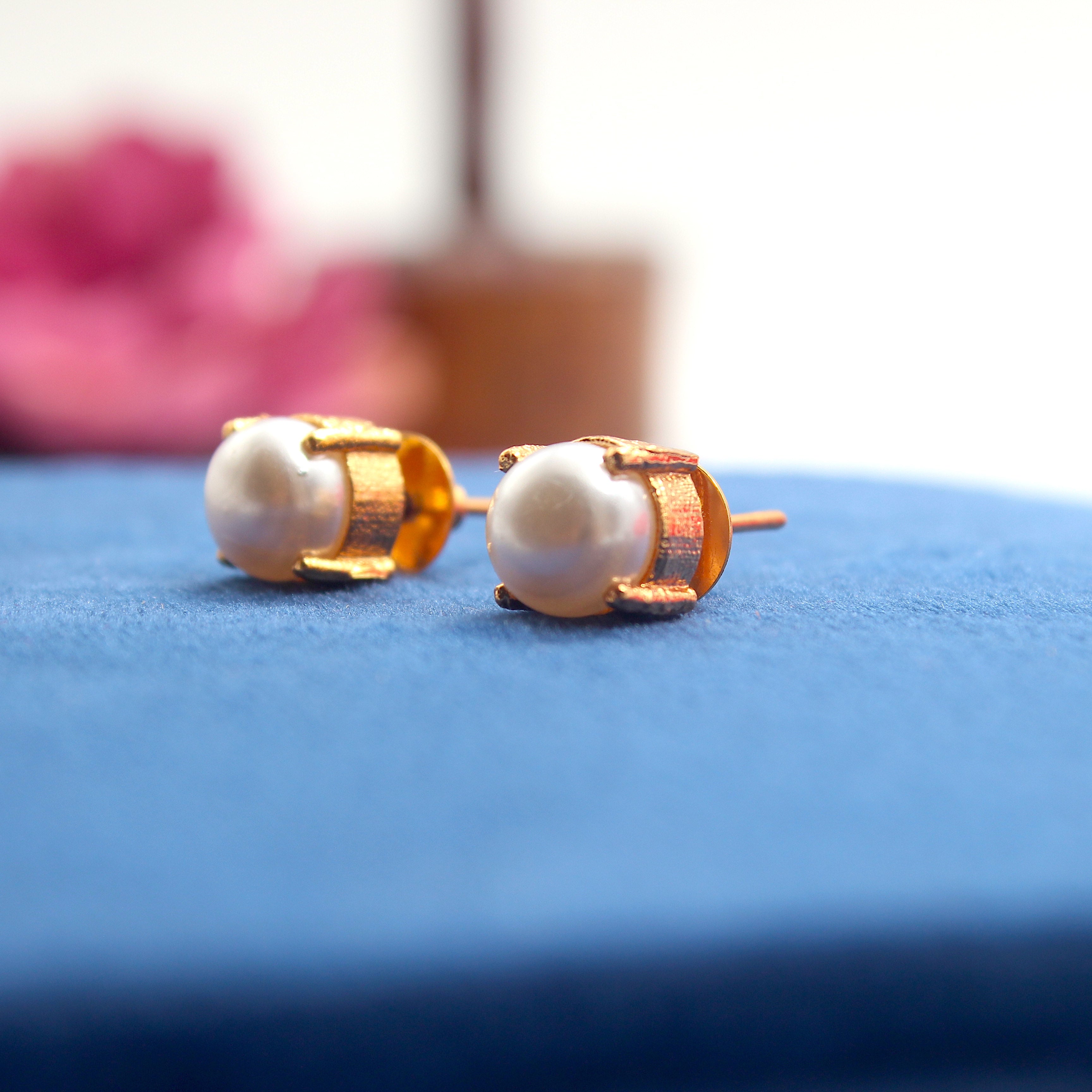 Real Gold Tone Single Stone Studs