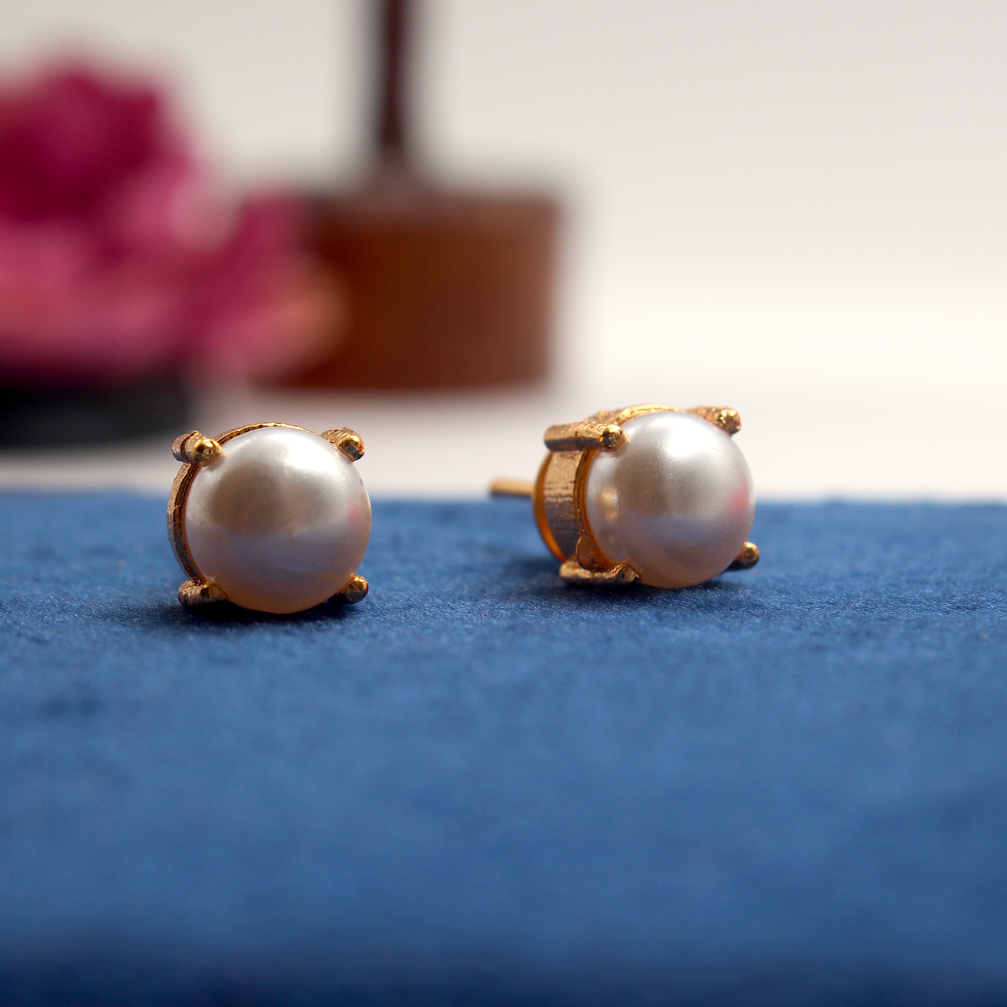 Real Gold Tone Single Stone Studs