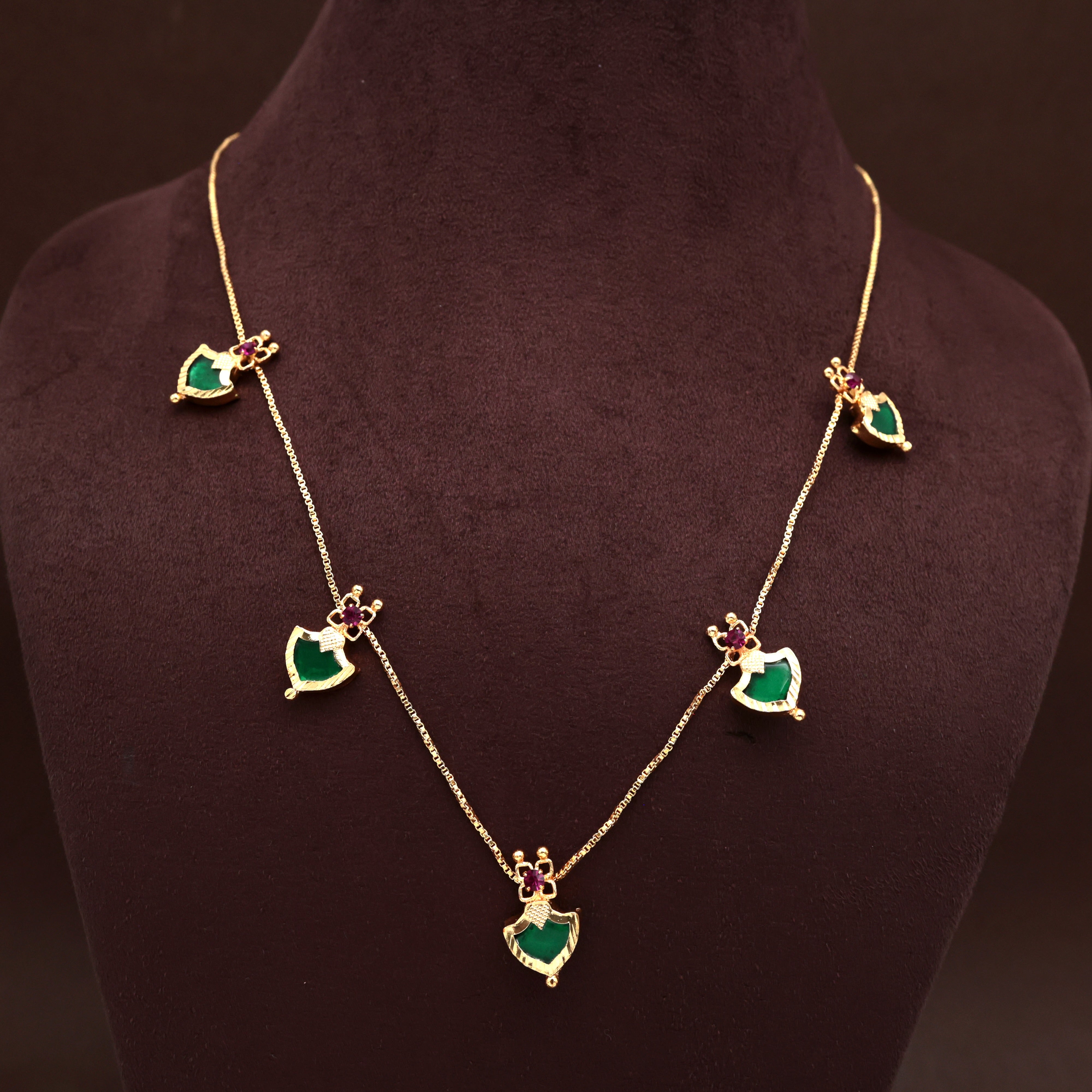 REAL GOLD TONE TRENDY MINIMAL KERALA PALAKKA NECKLACE