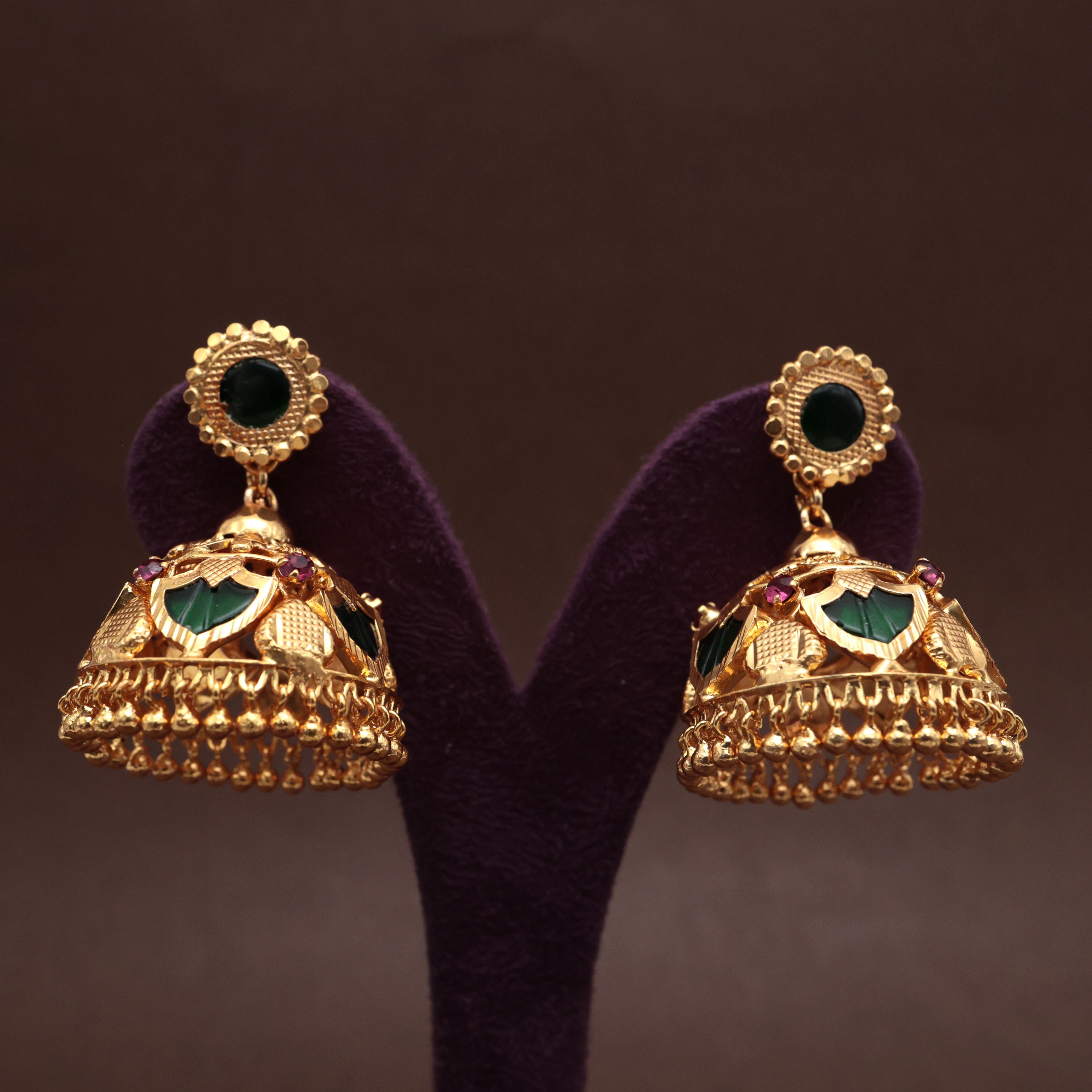 Real Gold Tone Kerala Traditional Palakka Jhumkas