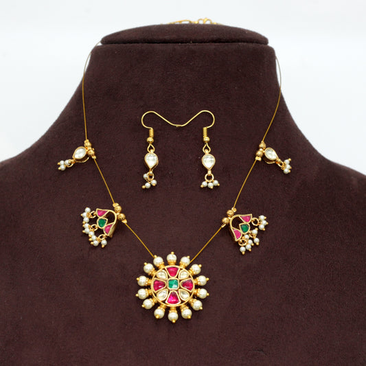 CHAKRI - Handmade Jadau Kundan Invisible Necklace Set