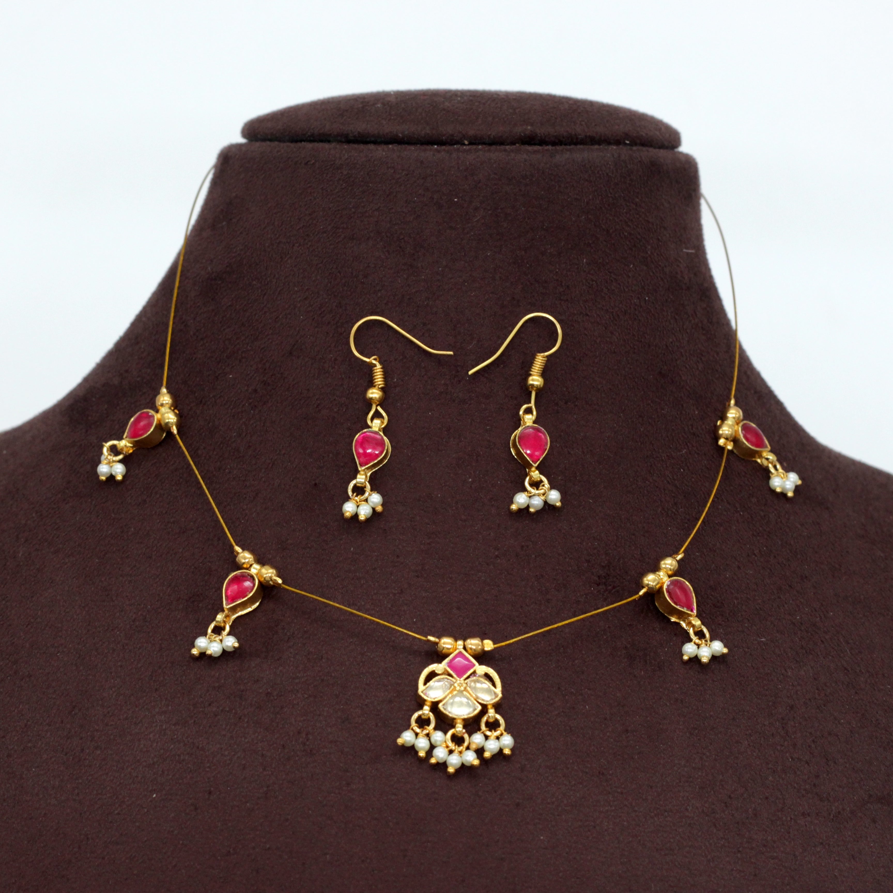 POO - Handmade Jadau Kundan Invisible Necklace Set