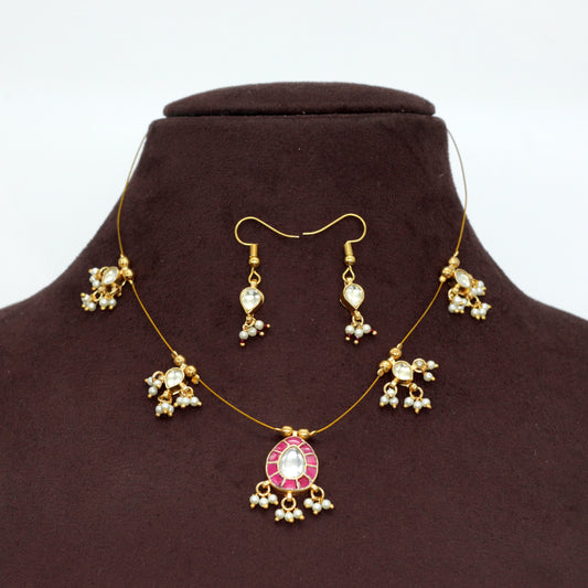 THILAK - Handmade Jadau Kundan Invisible Necklace Set