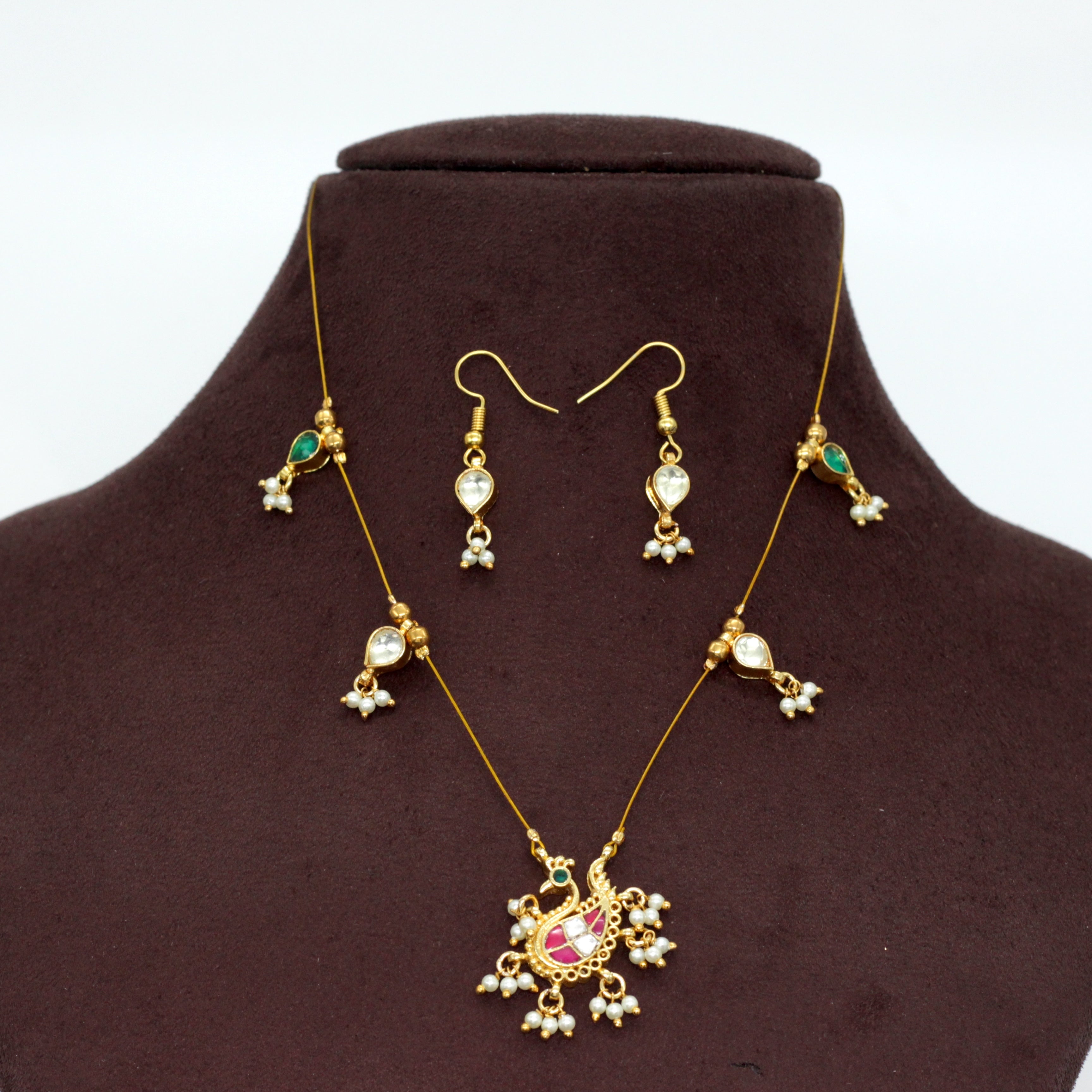 HAMSA - Handmade Jadau Kundan Invisible Necklace Set