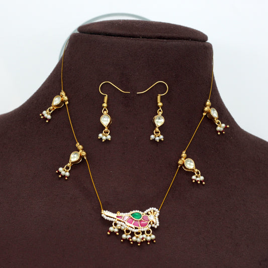 MAYUR - Handmade Jadau Kundan Invisible Necklace Set