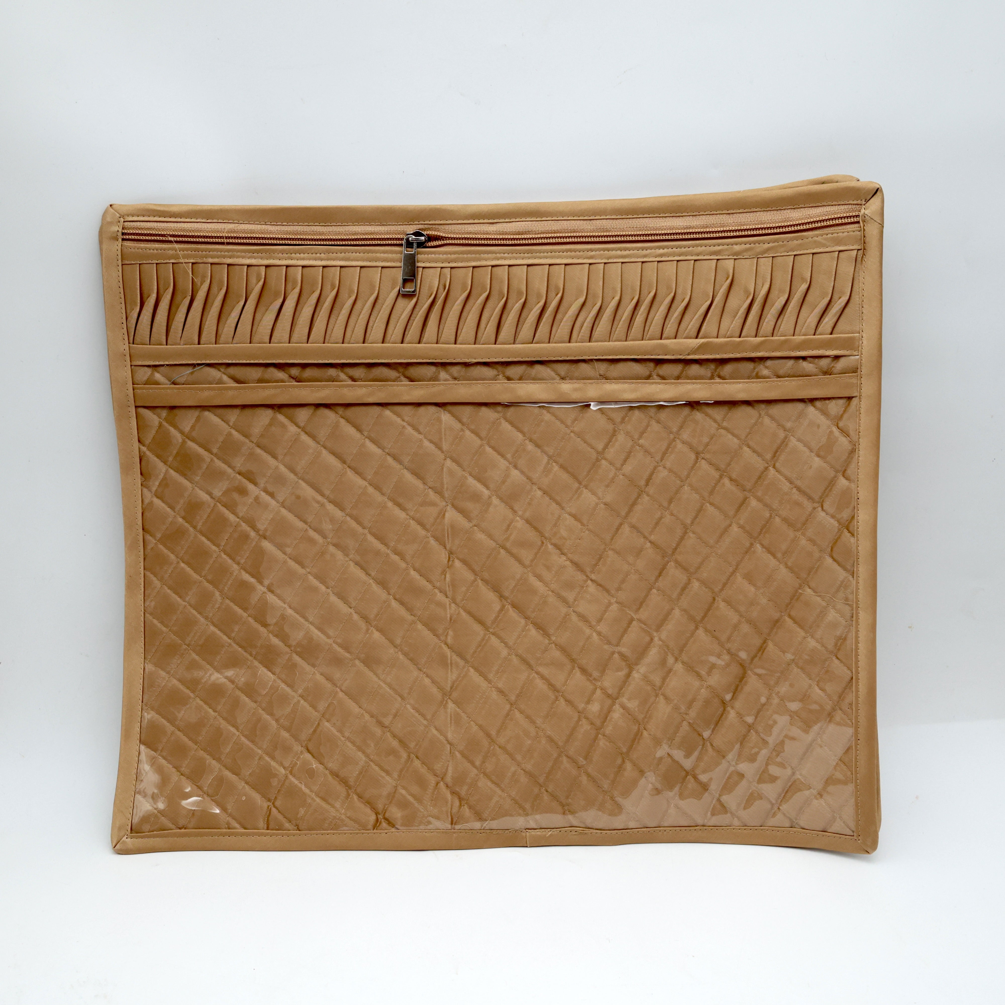 CUSHIONED PLEATED SINGLE SAREE COVER WITH ZIP - ASSORTED COLOURS