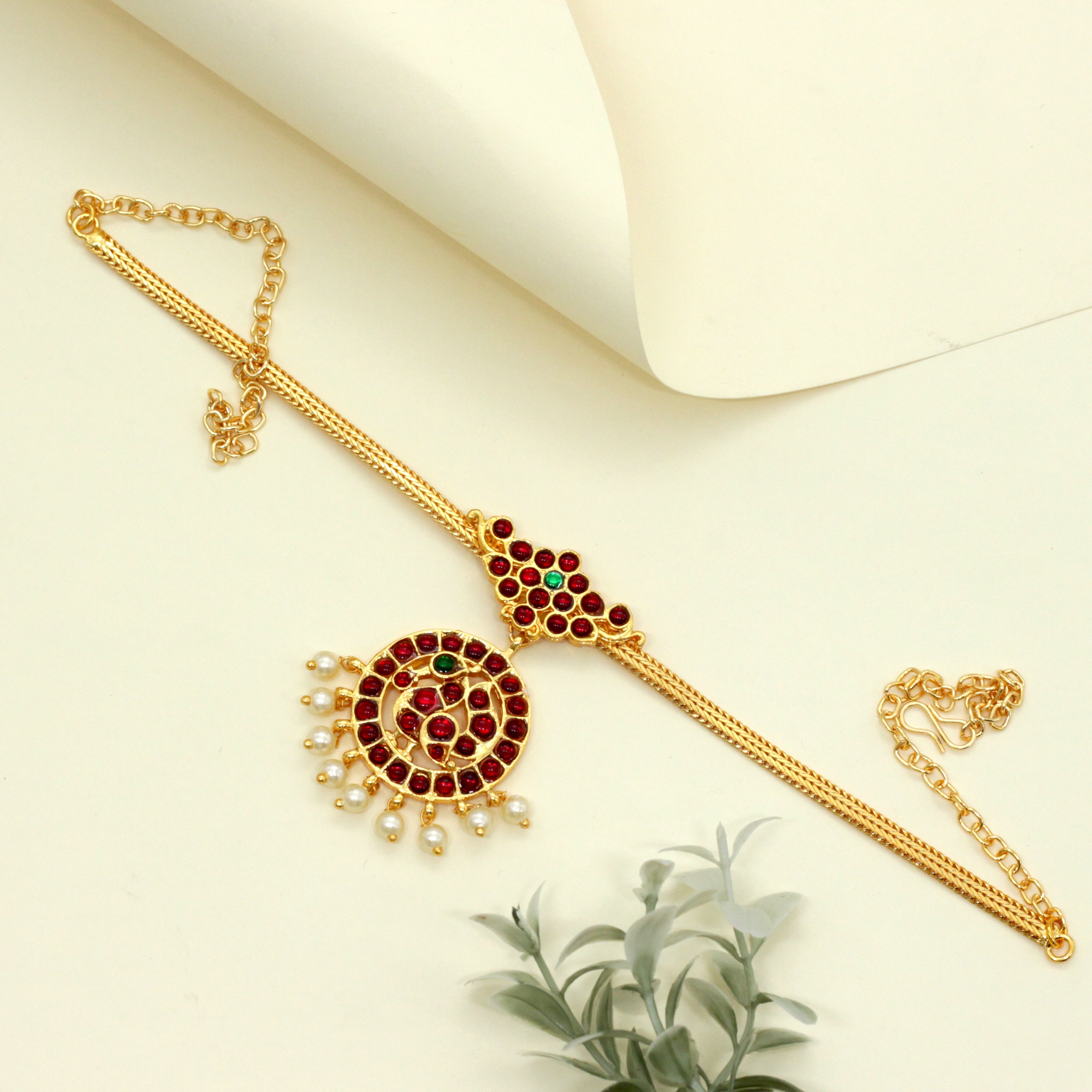 Budget Friendly Traditional Kemp Annam Attigai Necklace