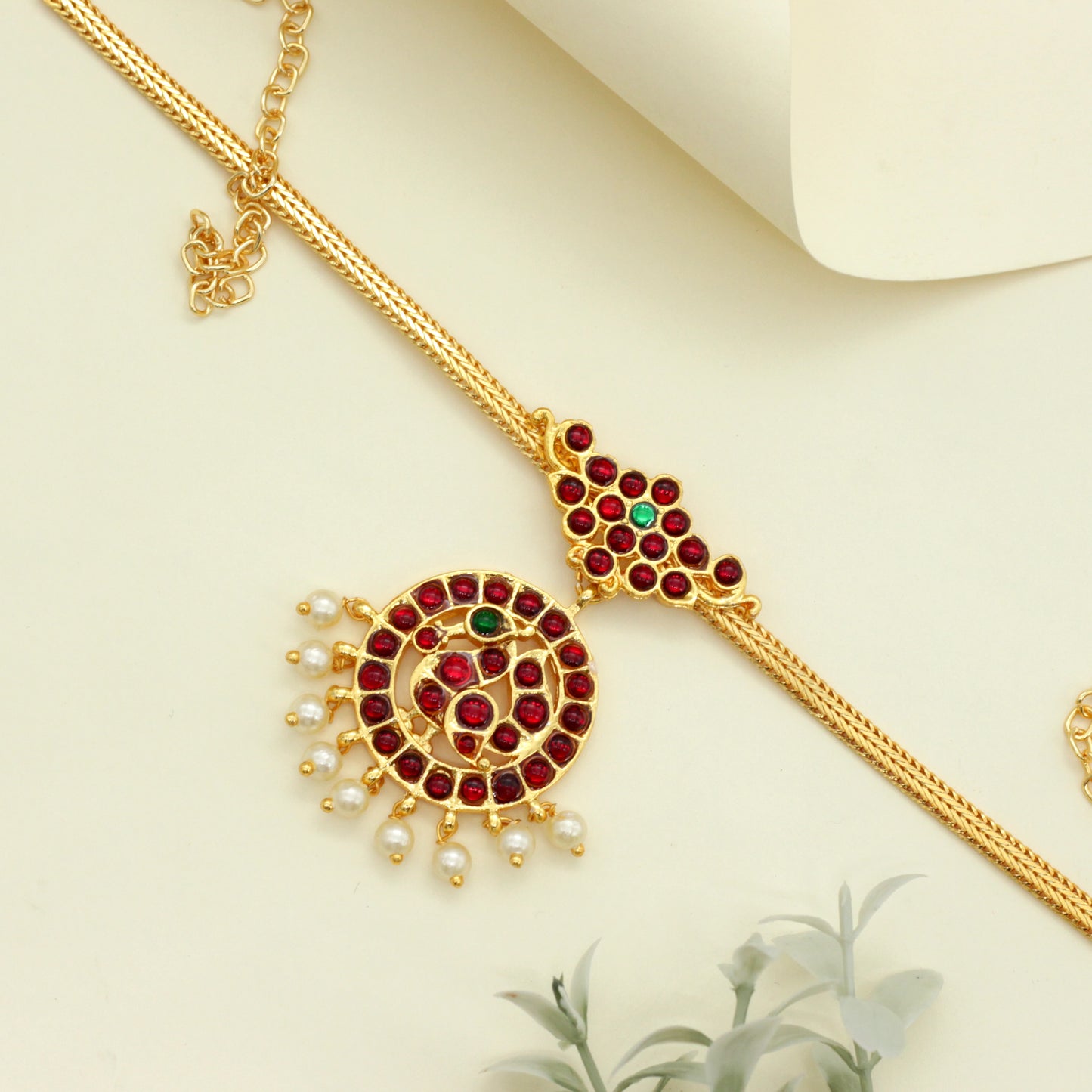 Budget Friendly Traditional Kemp Annam Attigai Necklace