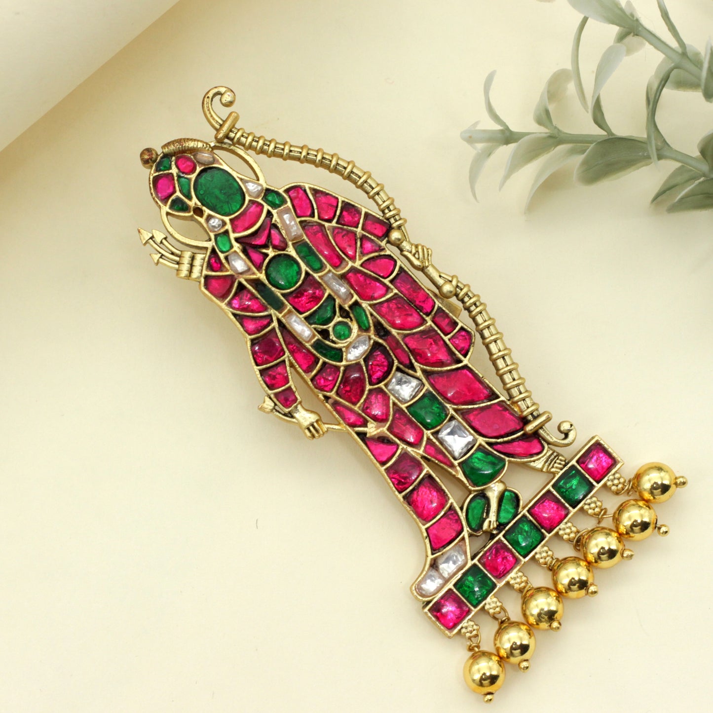 Detachable Jadau Kundan Lord Ram Divine Pendant/Brooch