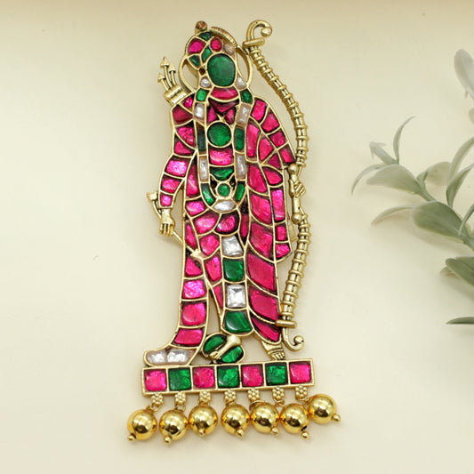 Detachable Jadau Kundan Lord Ram Divine Pendant/Brooch