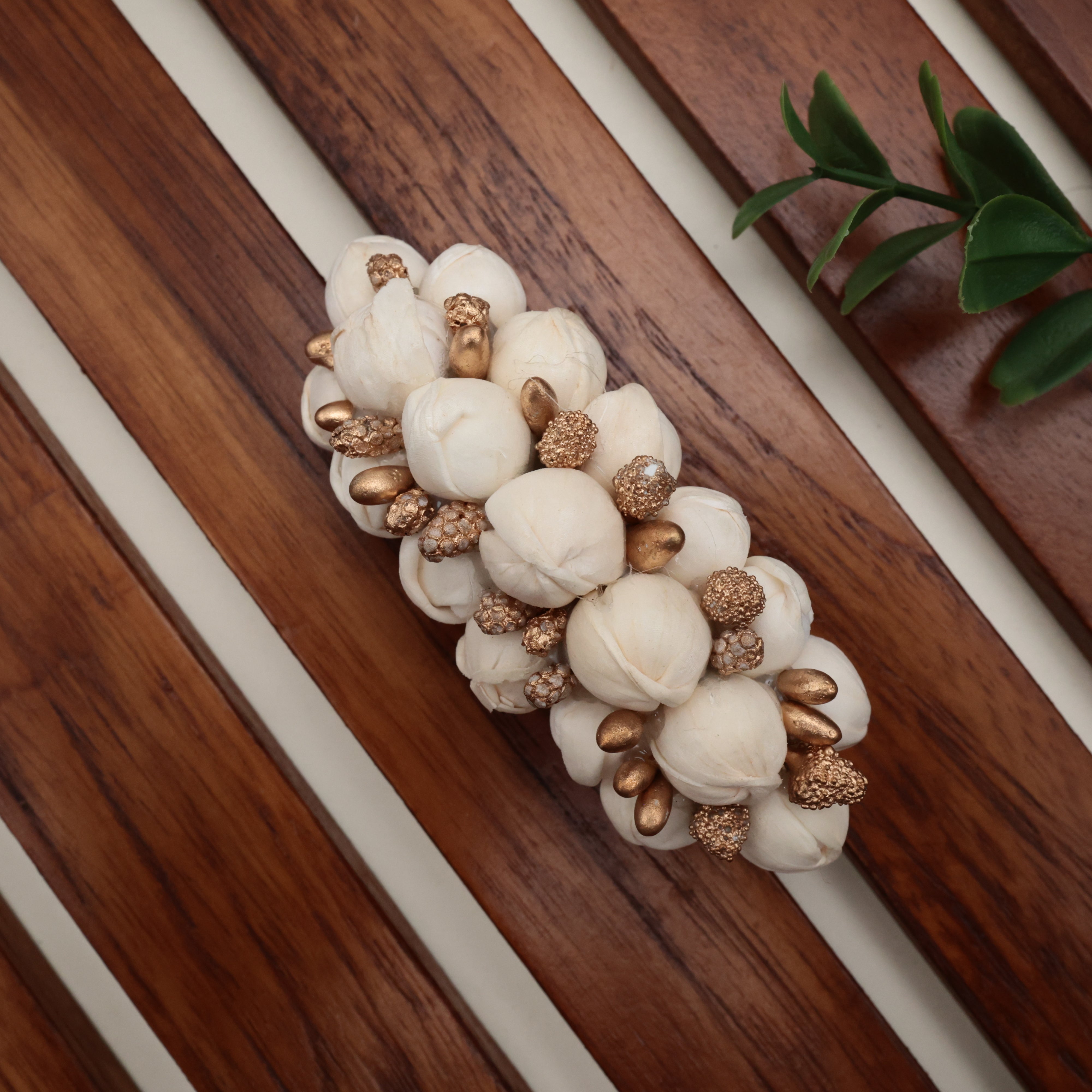 Handmade 3 Line Jasmine Pollens French Barrette Hair Clip For Women - Medium Size