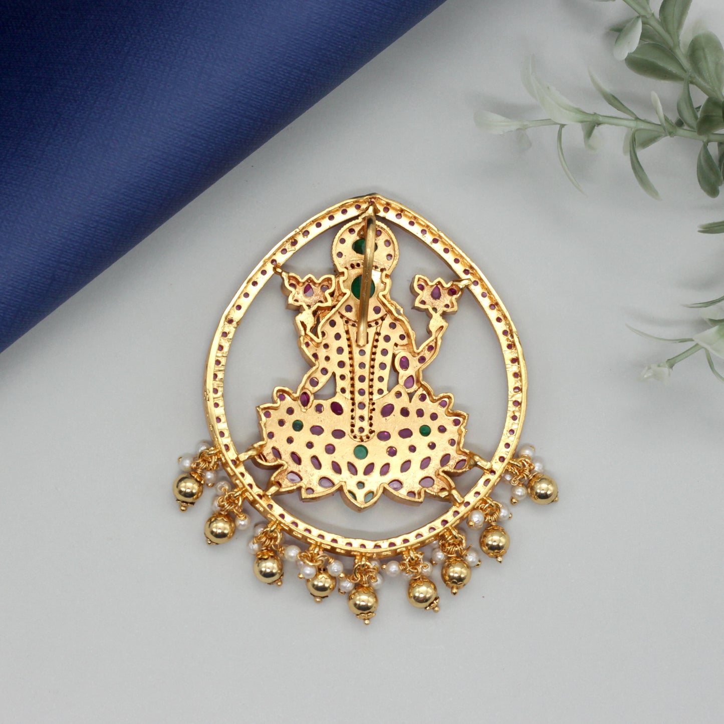 Detachable Premium Kemp Kundan Goddess Lakshmi Divine Pendant