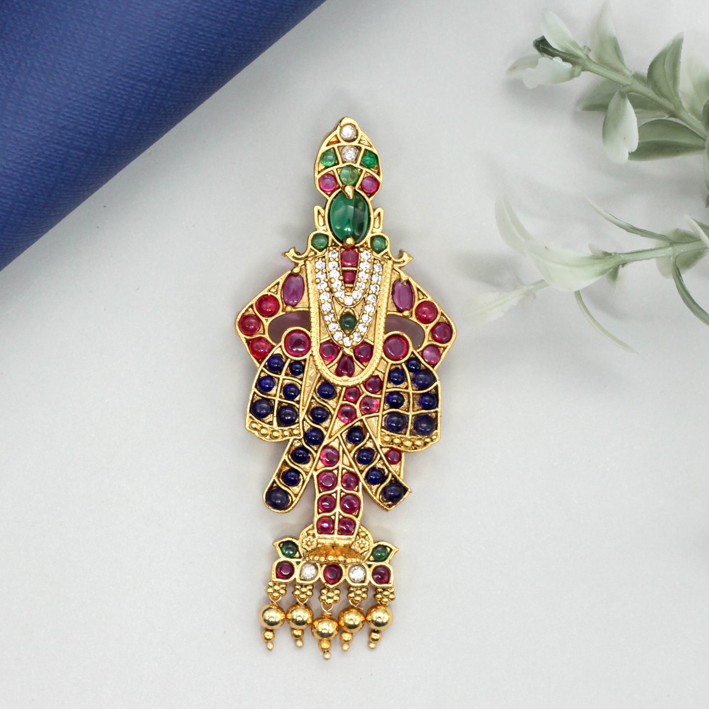 Detachable Premium Kemp Kundan Panduranga Vithala Divine Pendant