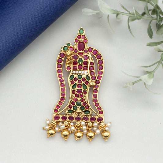 Detachable Premium Kemp Kundan Andal Divine Pendant