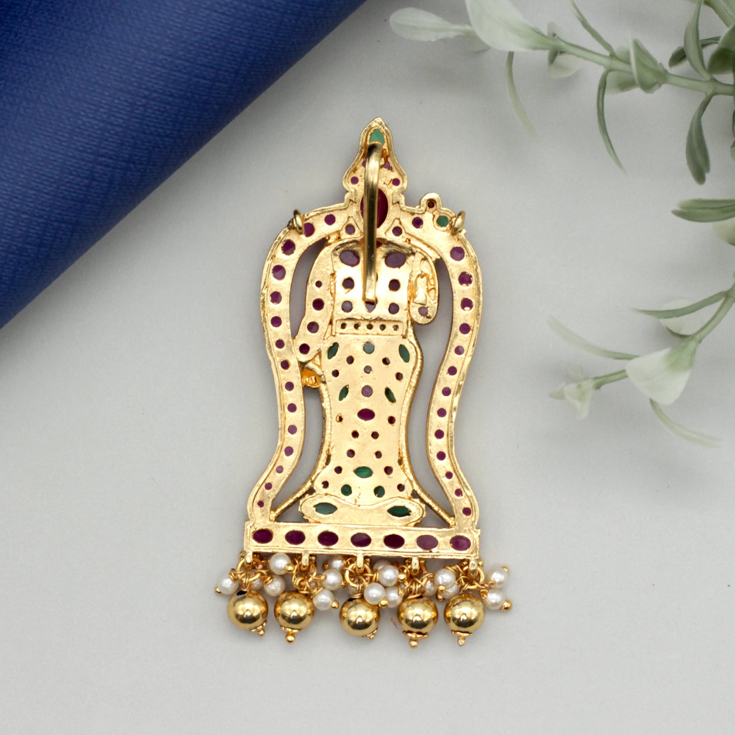 Detachable Premium Kemp Kundan Andal Divine Pendant