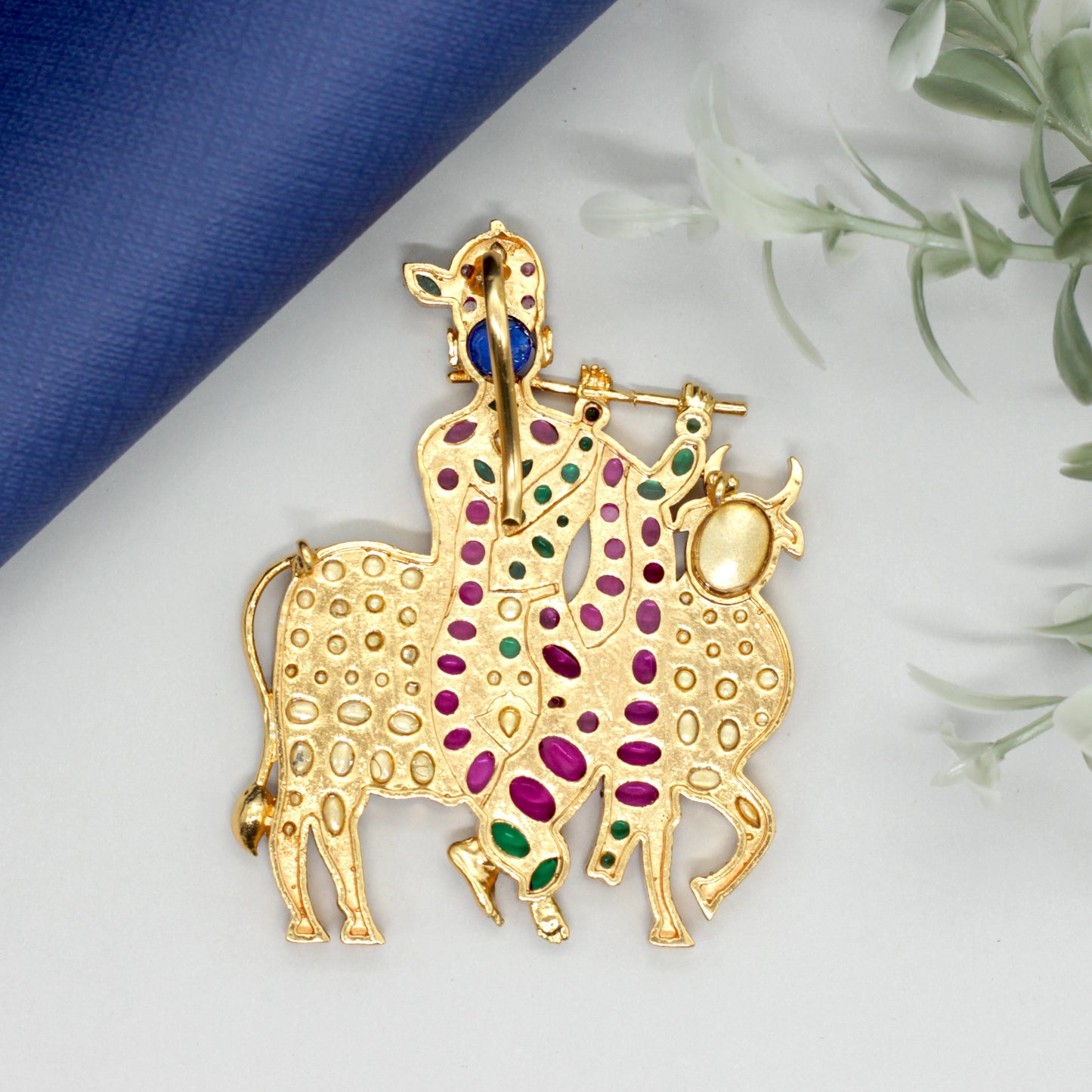 Detachable Premium Kemp Kundan Lord Krishna Divine Pendant