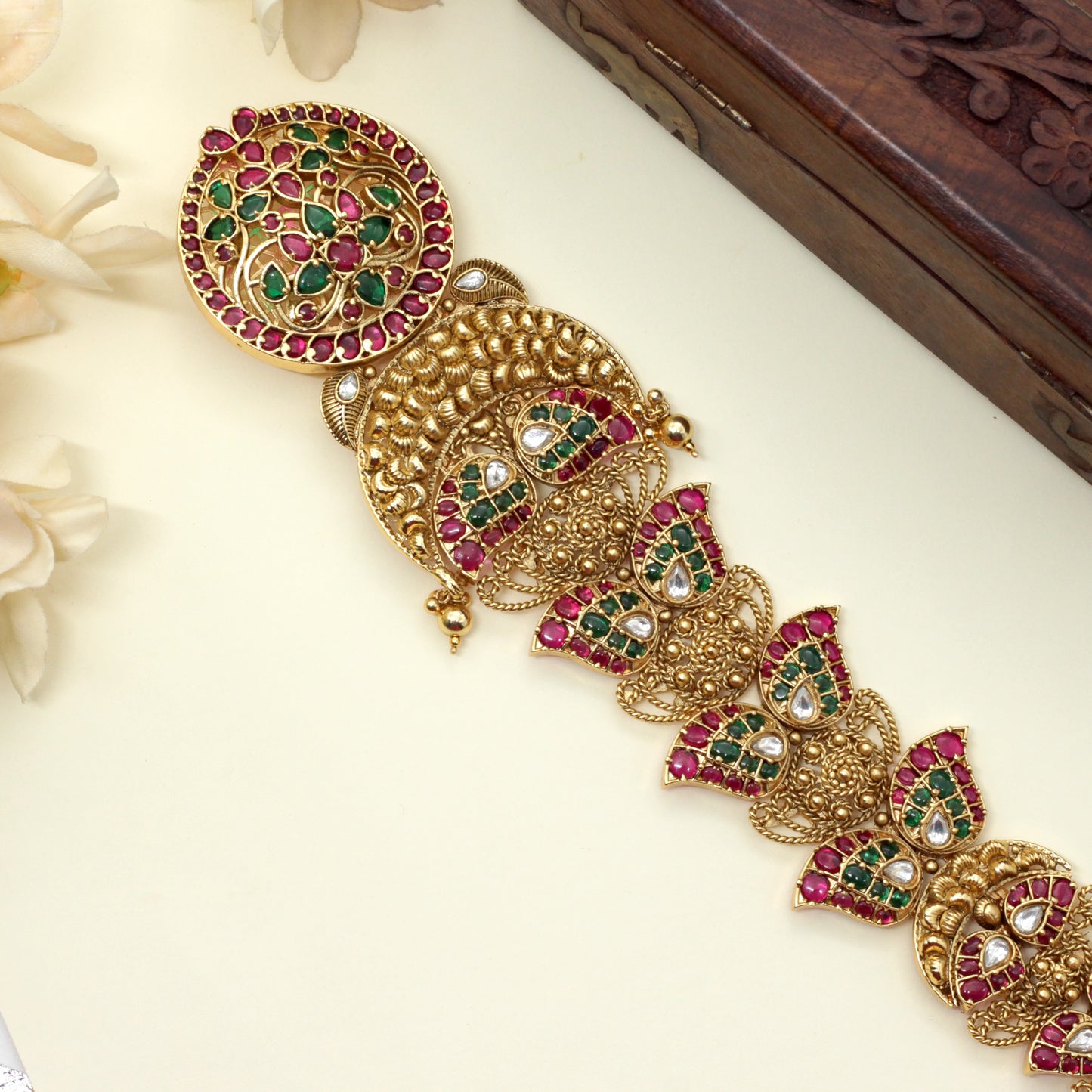 Premium Gold Look Kundan Kemp Mango Bridal Choti Jada