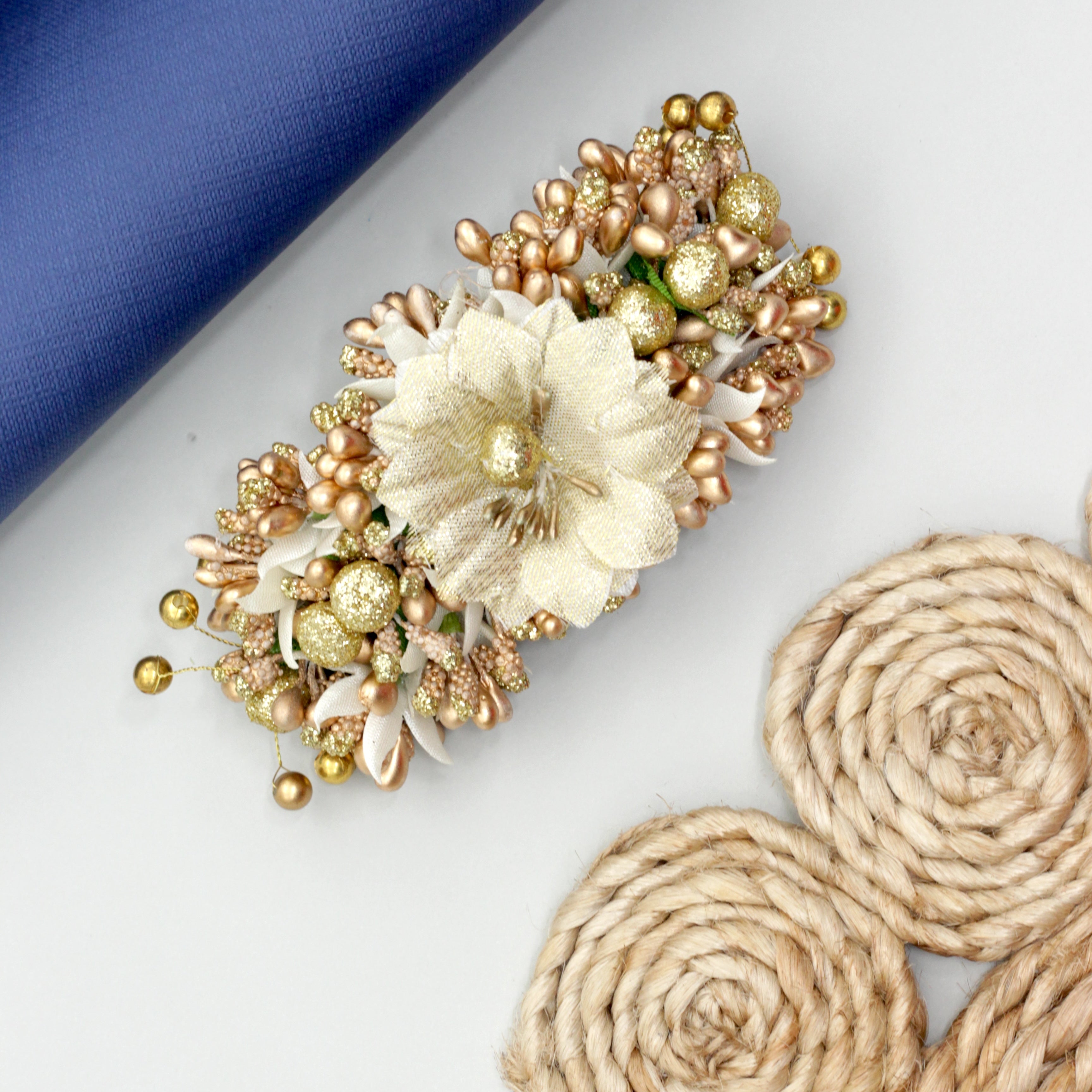 Handmade Golden Flower Pollens Hair Clip - French Barrette Hair Clip For Women