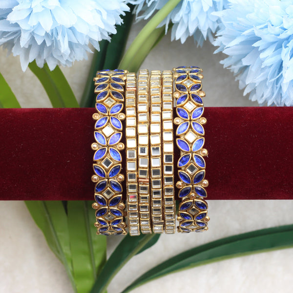 Handmade Silk Thread Kundan Bridal Bangles Set - Set of 6 - Best Navarathri Puja Return Gift