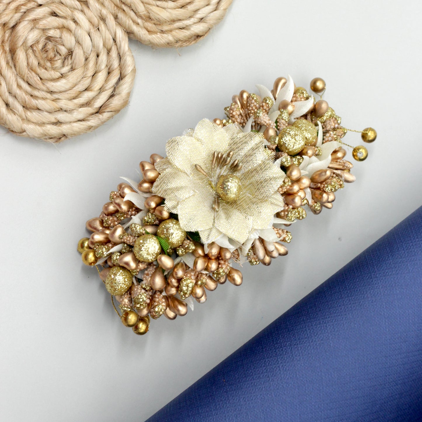 Handmade Golden Flower Pollens Hair Clip - French Barrette Hair Clip For Women