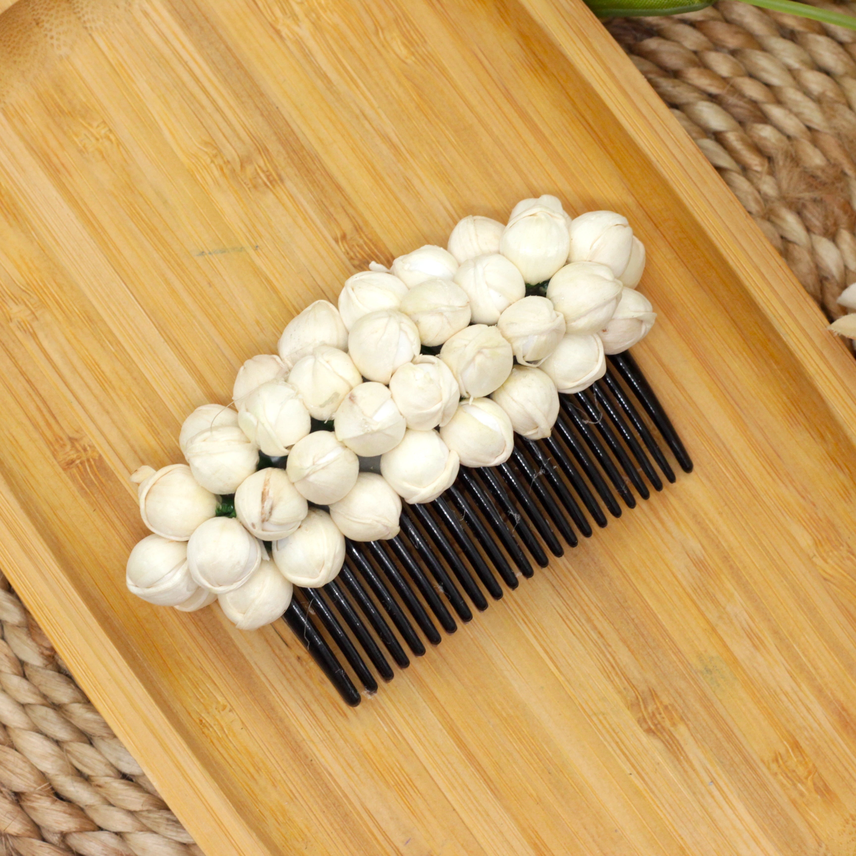 Handmade 4 Line Jasmine Comb - Malli Poo Comb Hair Accessory (Single Piece)