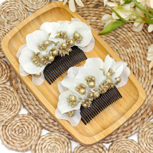 Handmade Fancy White Petals Bridal Flower Comb Hair Accessory