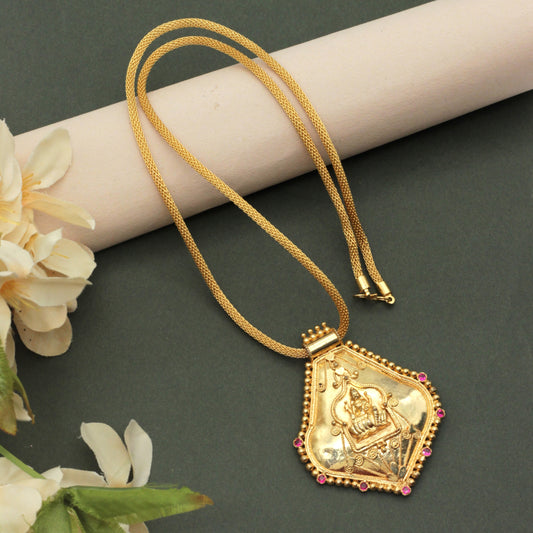 Real Gold Tone Traditional Kerala Lakshmi Pendant Chain