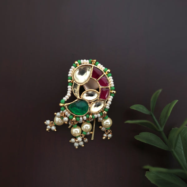 Pachi Kundan Peacock Bridal Hair Choti