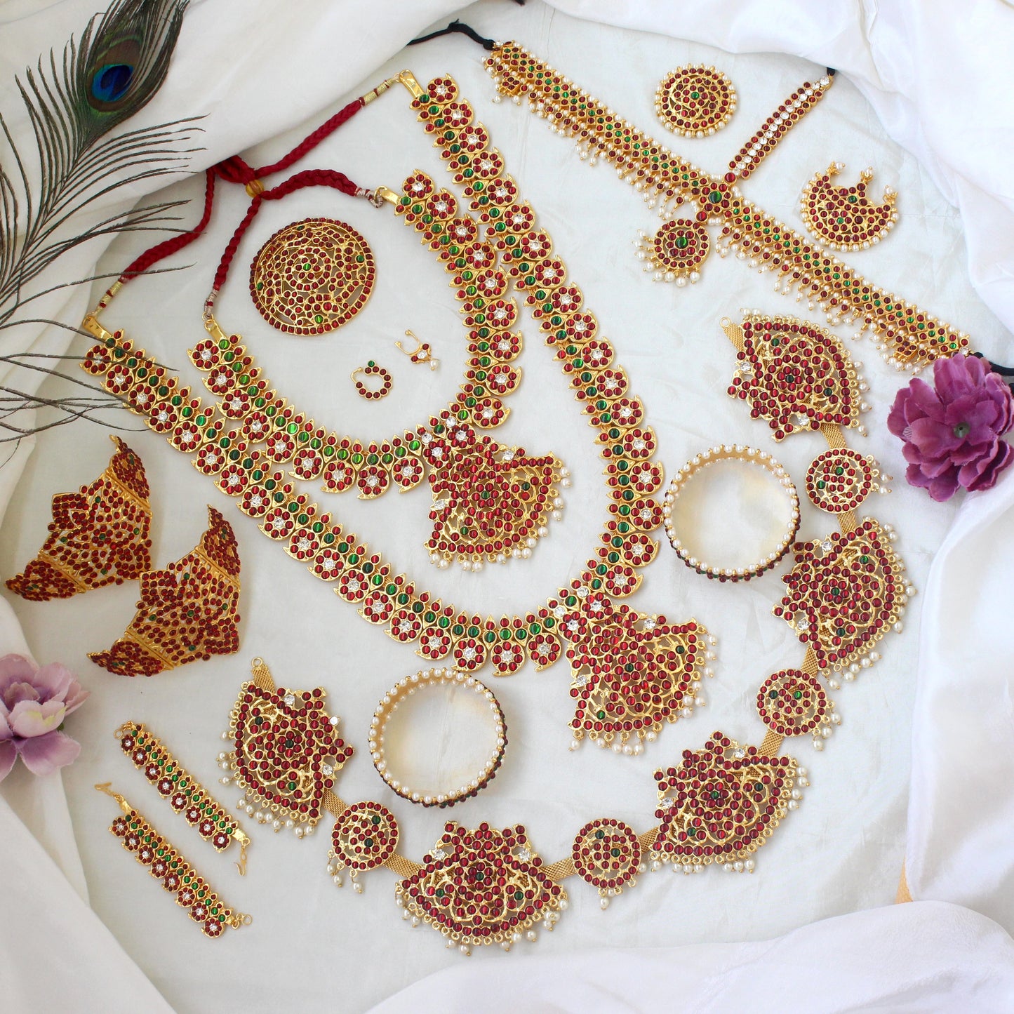 Traditional Kemp AD Full Bridal / Bharatanatyam Set