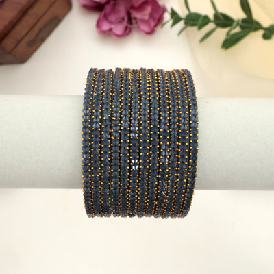 Premium Thick Heart Drop Glass Bangles - Ash