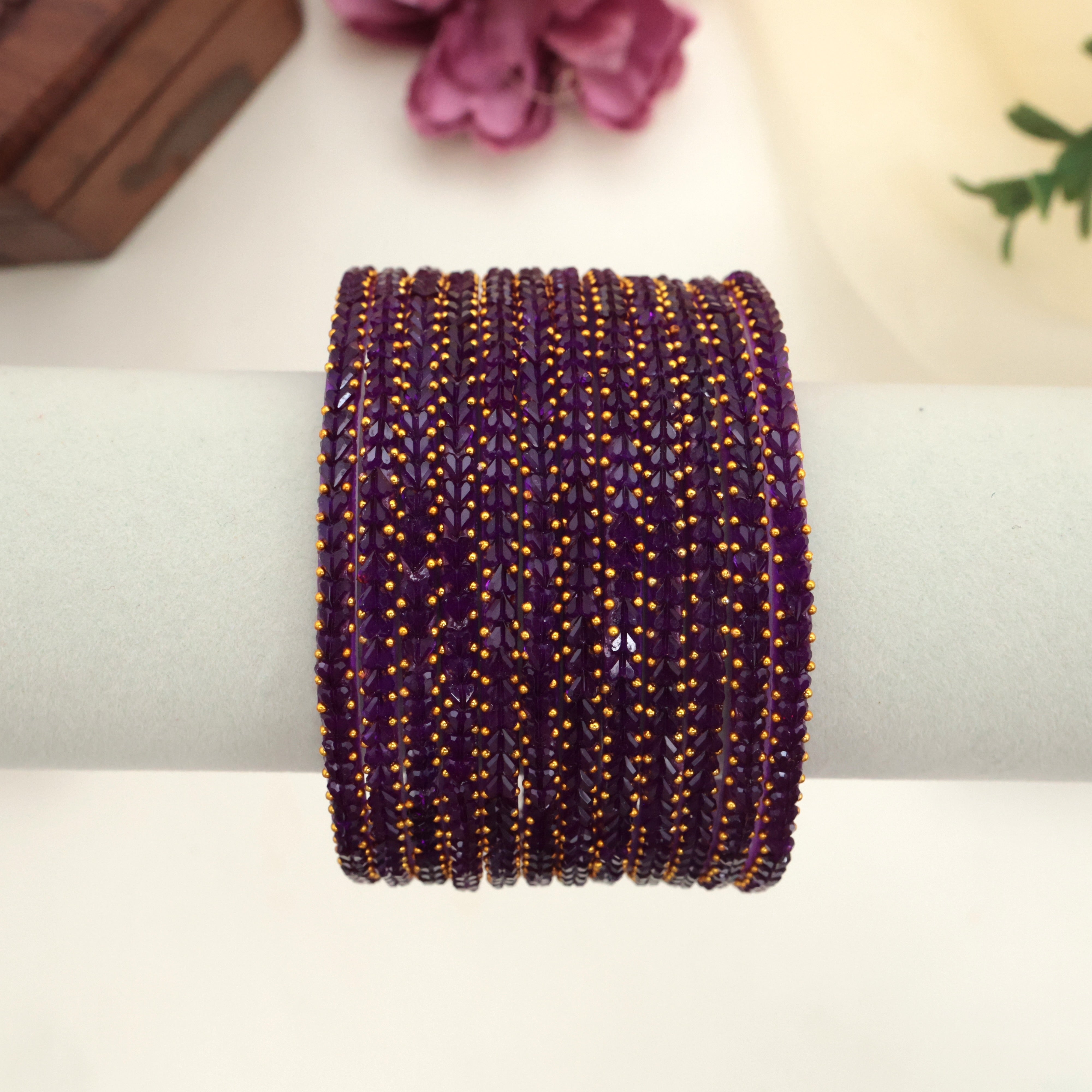 Premium Thick Heart Drop Glass Bangles - Coffee Brown