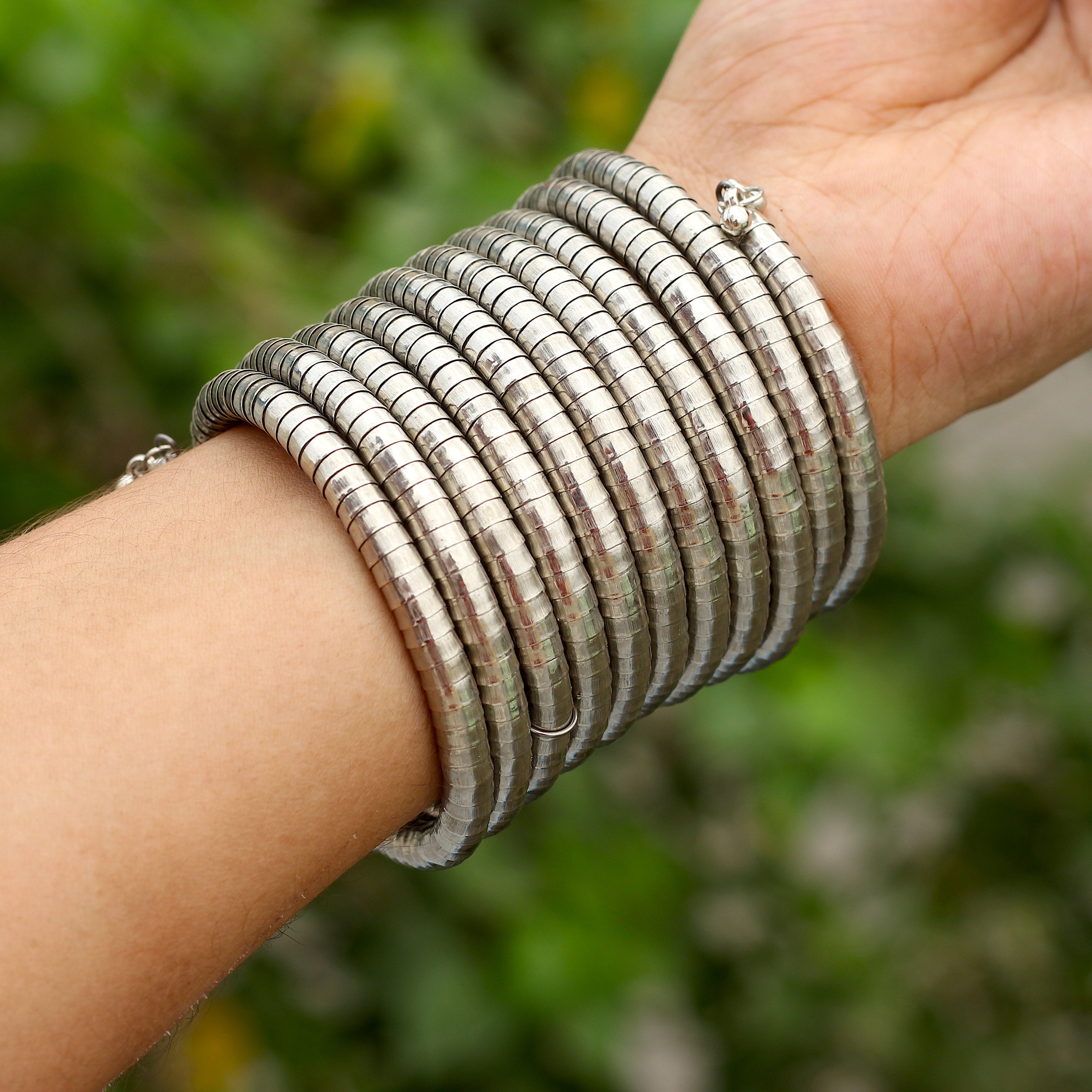 Bohemian Spiral Bangles - Silver