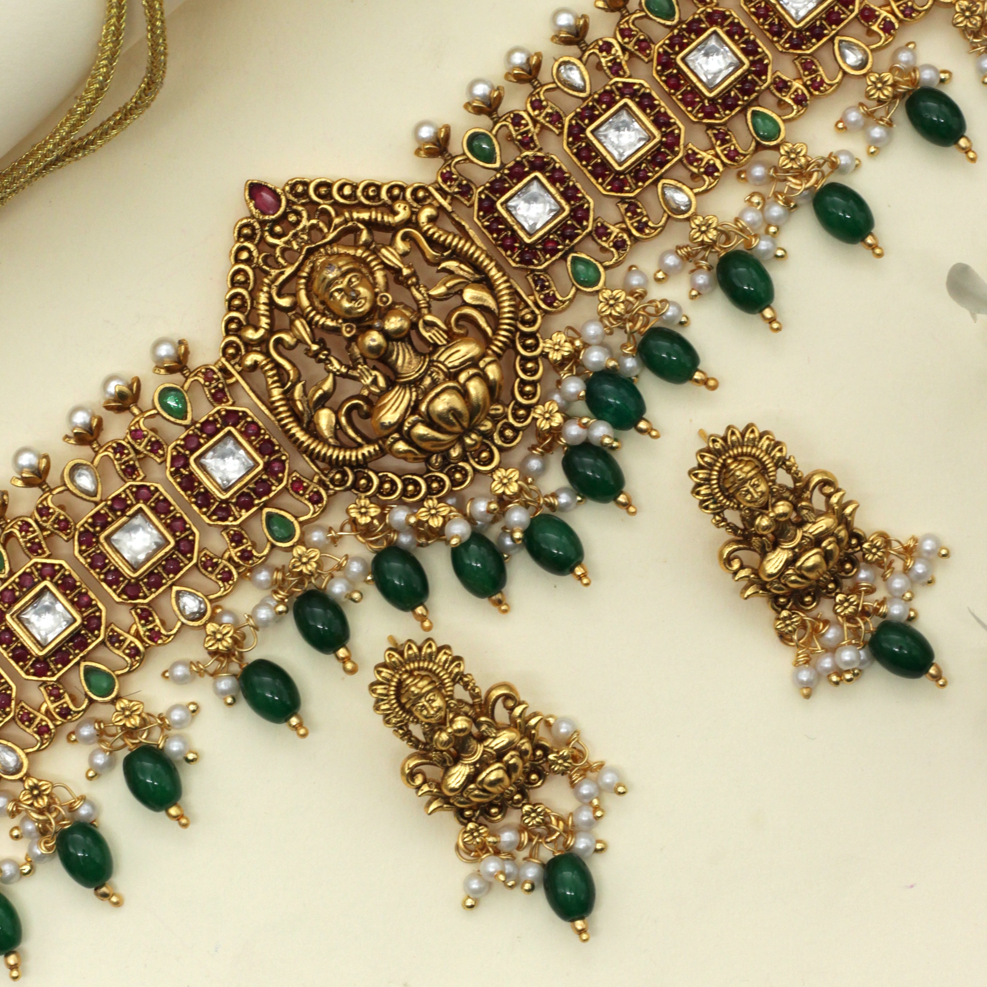 Premium Kundan Kemp Lakshmi High Neck Bridal Choker