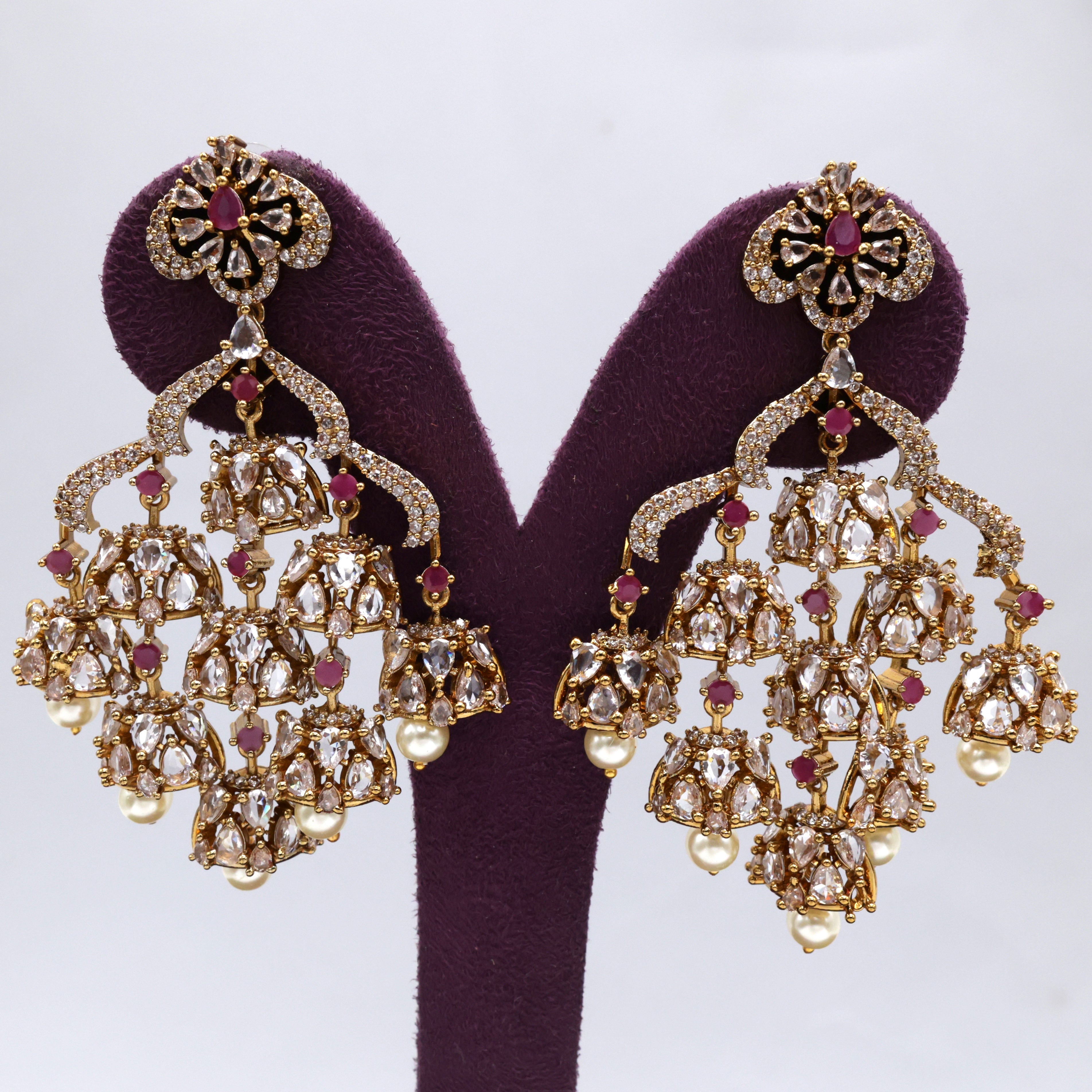 AD 9 hanging Jhumkas Earrings