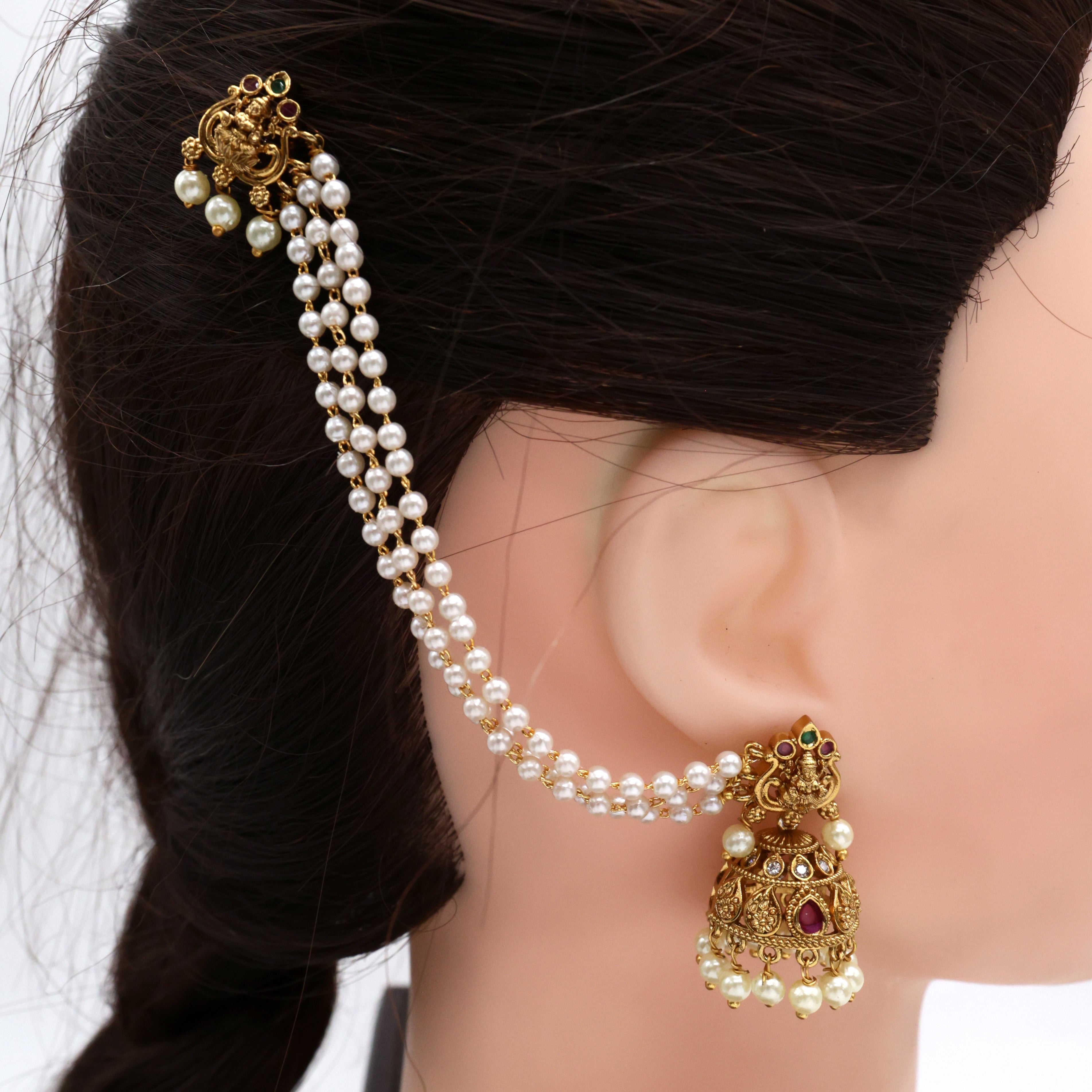 Antique Nagas Lakshmi Paisley Jhumkas with Maatal Hair Pin