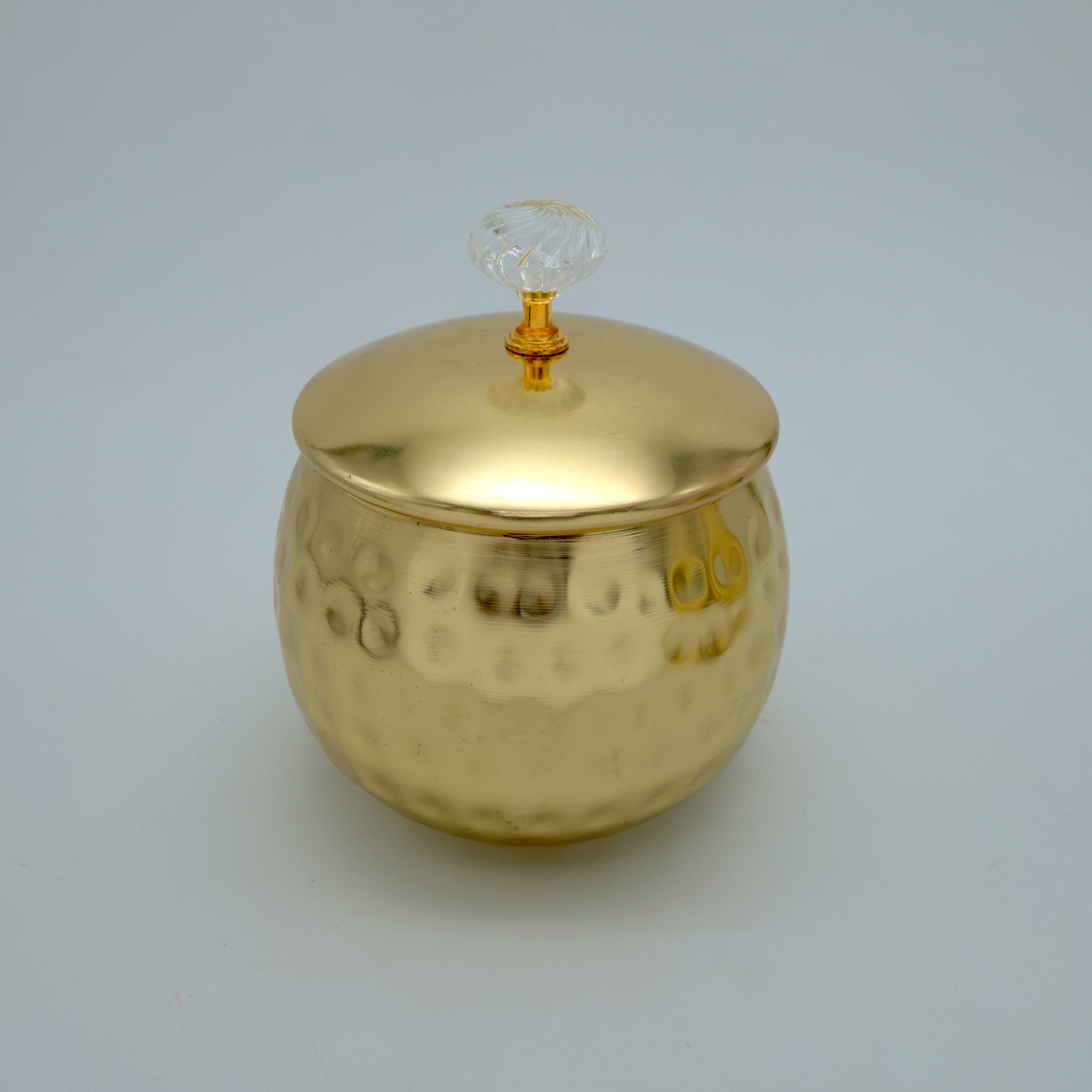 Hammered Brass Crystal Top 5 Inches Jars - Beautiful Multipurpose Return Gift Option