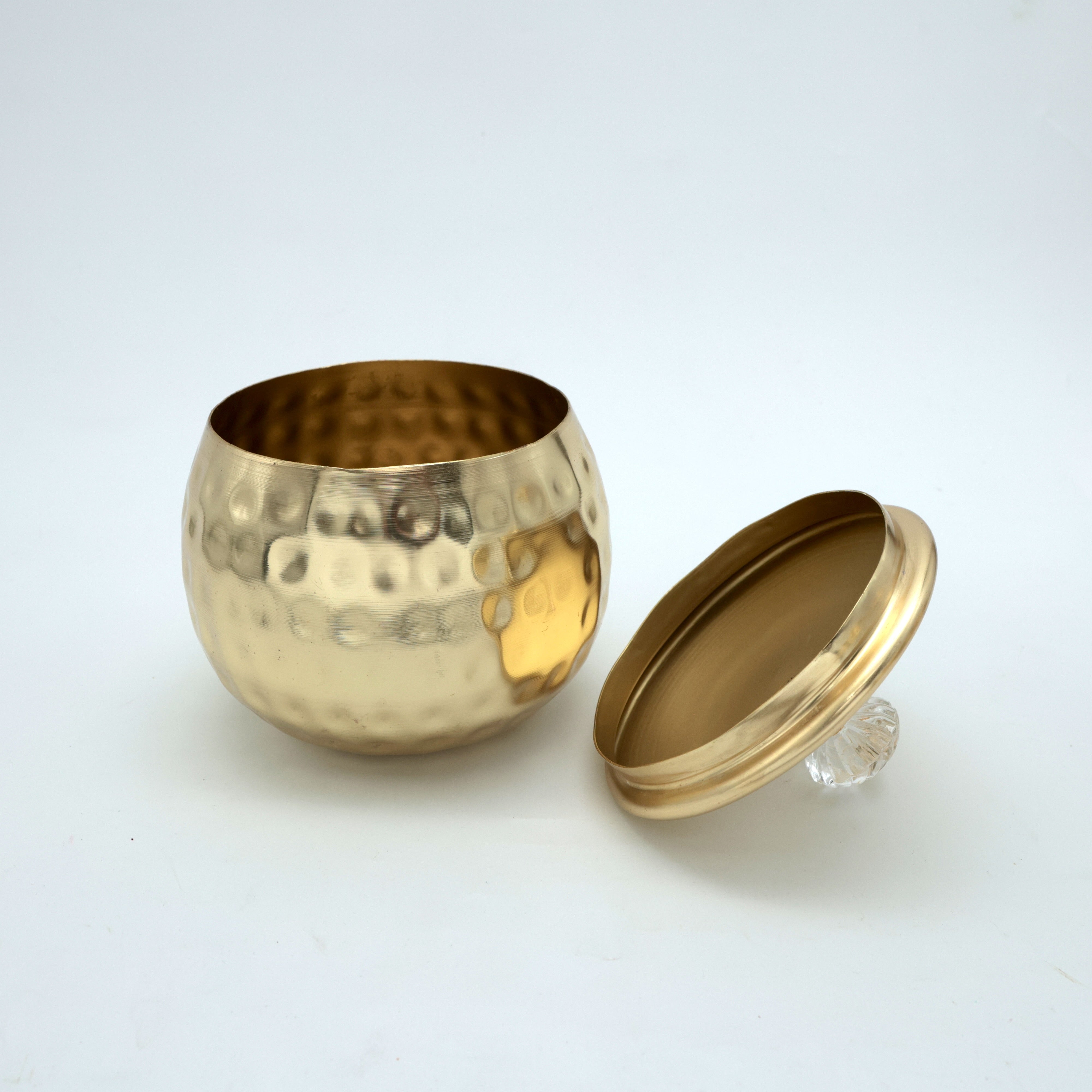 Hammered Brass Crystal Top 5 Inches Jars - Beautiful Multipurpose Return Gift Option