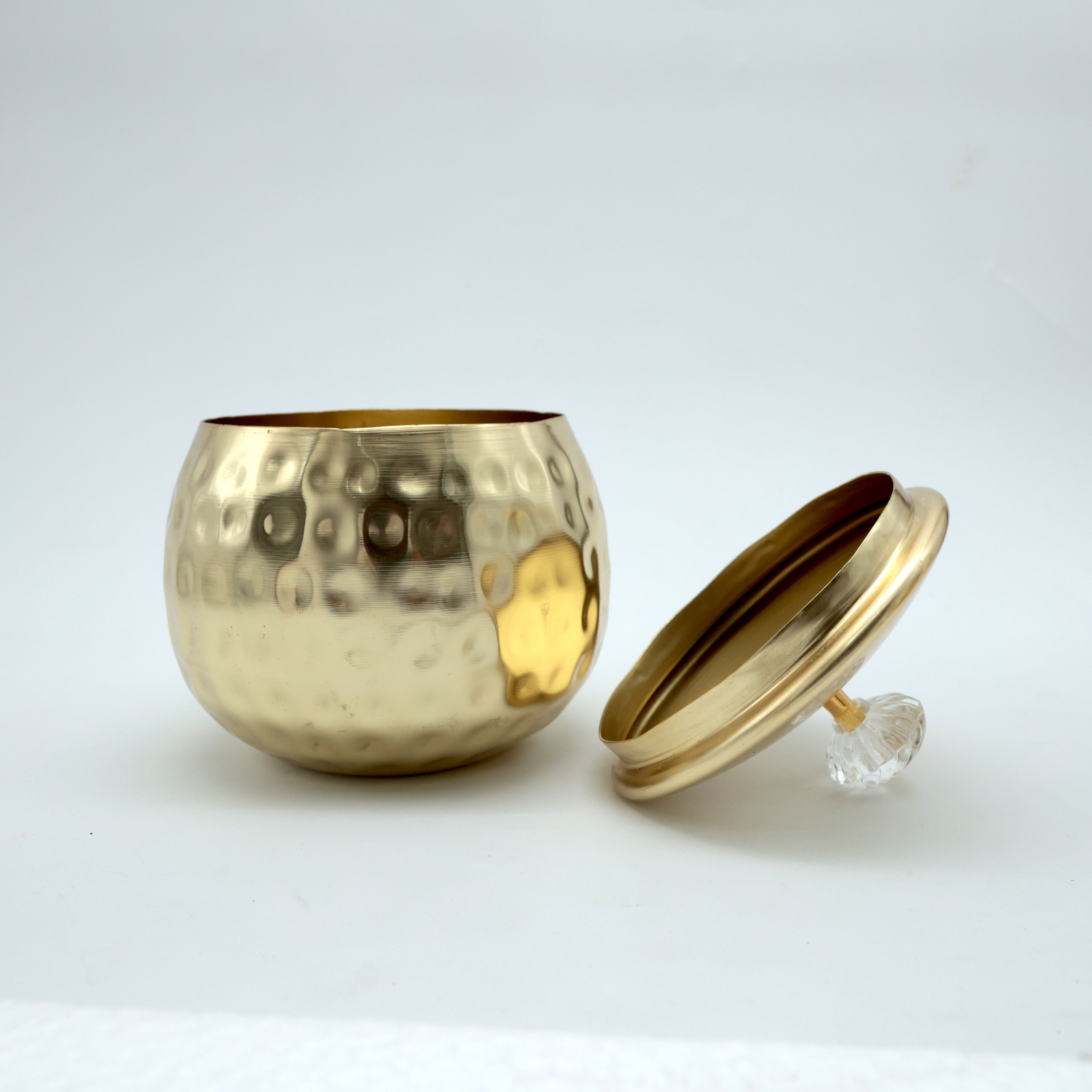 Hammered Brass Crystal Top 5 Inches Jars - Beautiful Multipurpose Return Gift Option