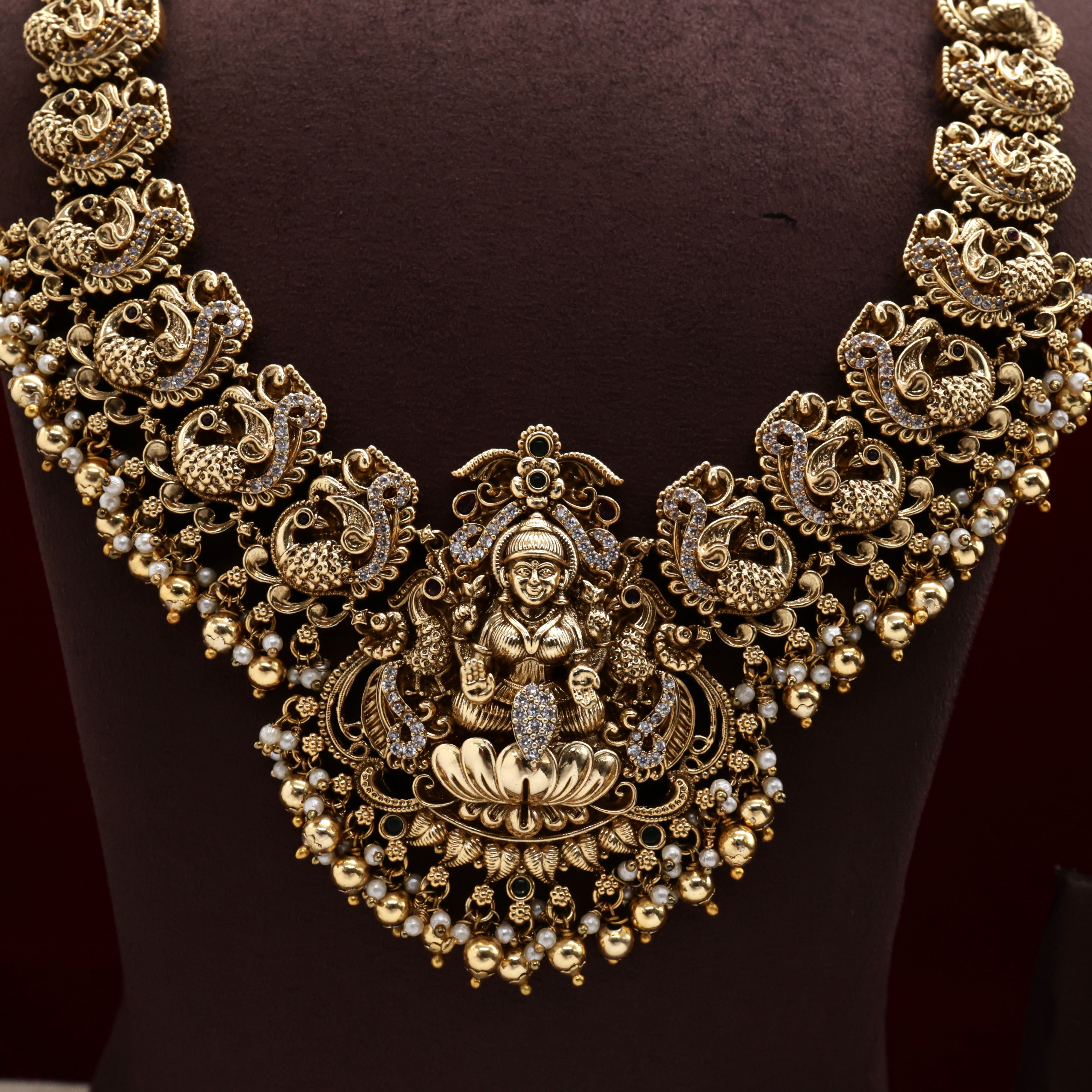 Antique Nagas Peacock Lakshmi Bridal Haaram Set