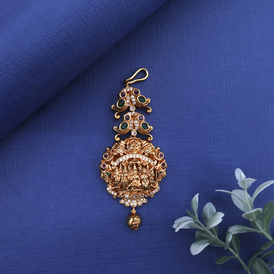 Antique Gold Nagas Rettapakshi Ram Pattabishekam Bridal Maang Teeka