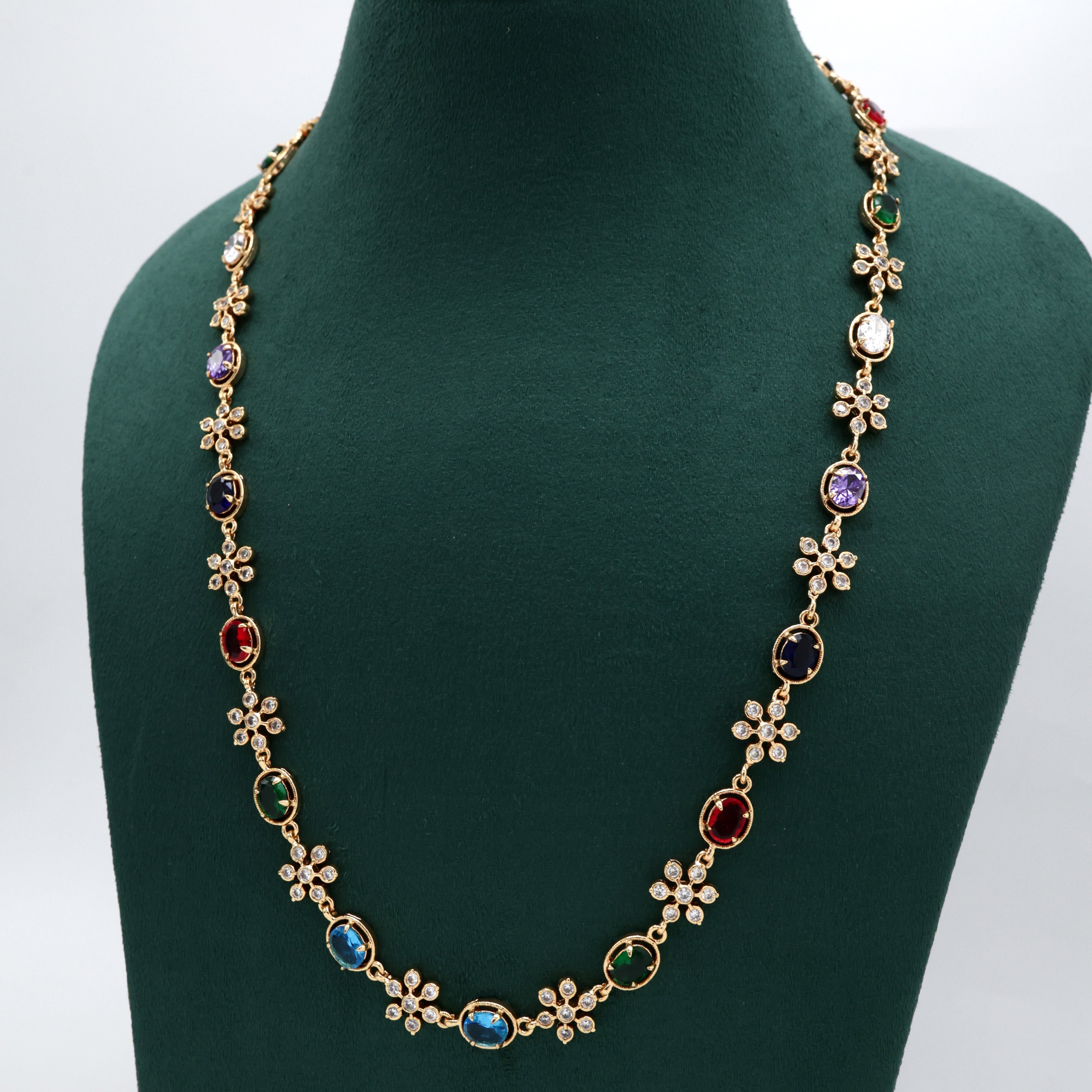 Two In One Multi Colour Stone Long Chain - Can be used as kids hip chain
