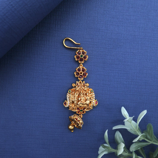 Antique Gold Nagas AD Shivan Parvati Bridal Maang Teeka