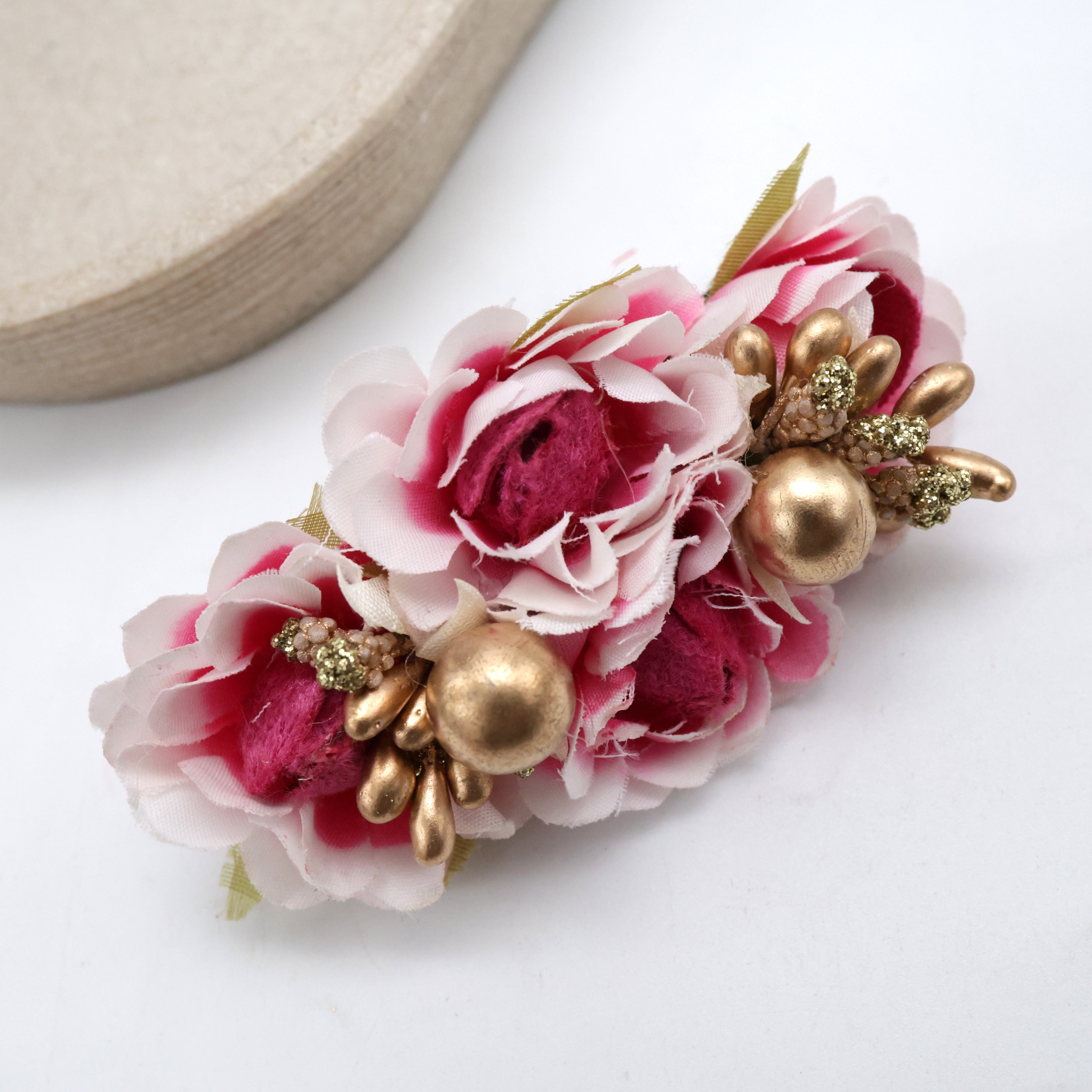 Fancy Rose Pollen Balls French Barrette Handmade Hairclips for Women