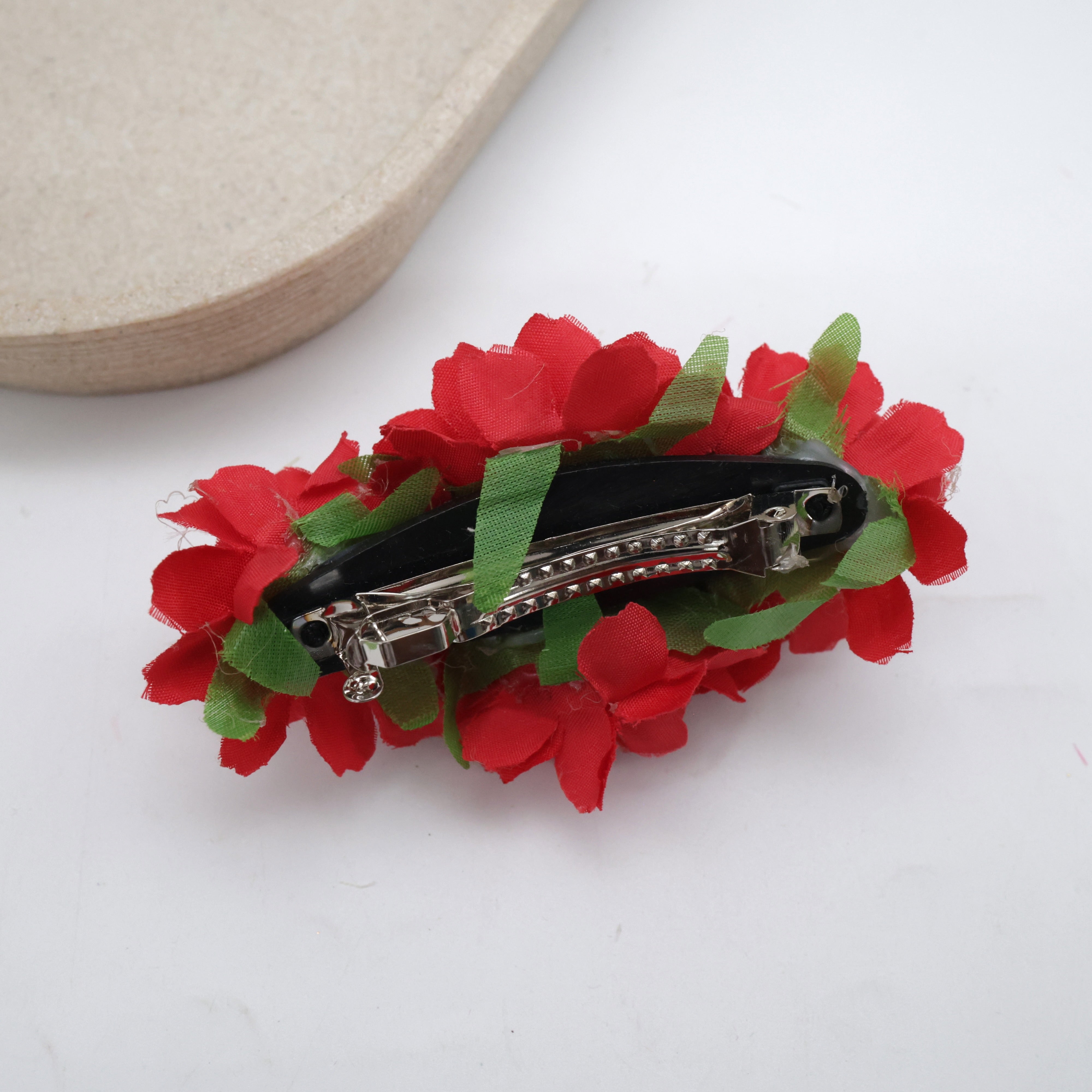 Fancy Rose Pollen Balls French Barrette Handmade Hairclips for Women