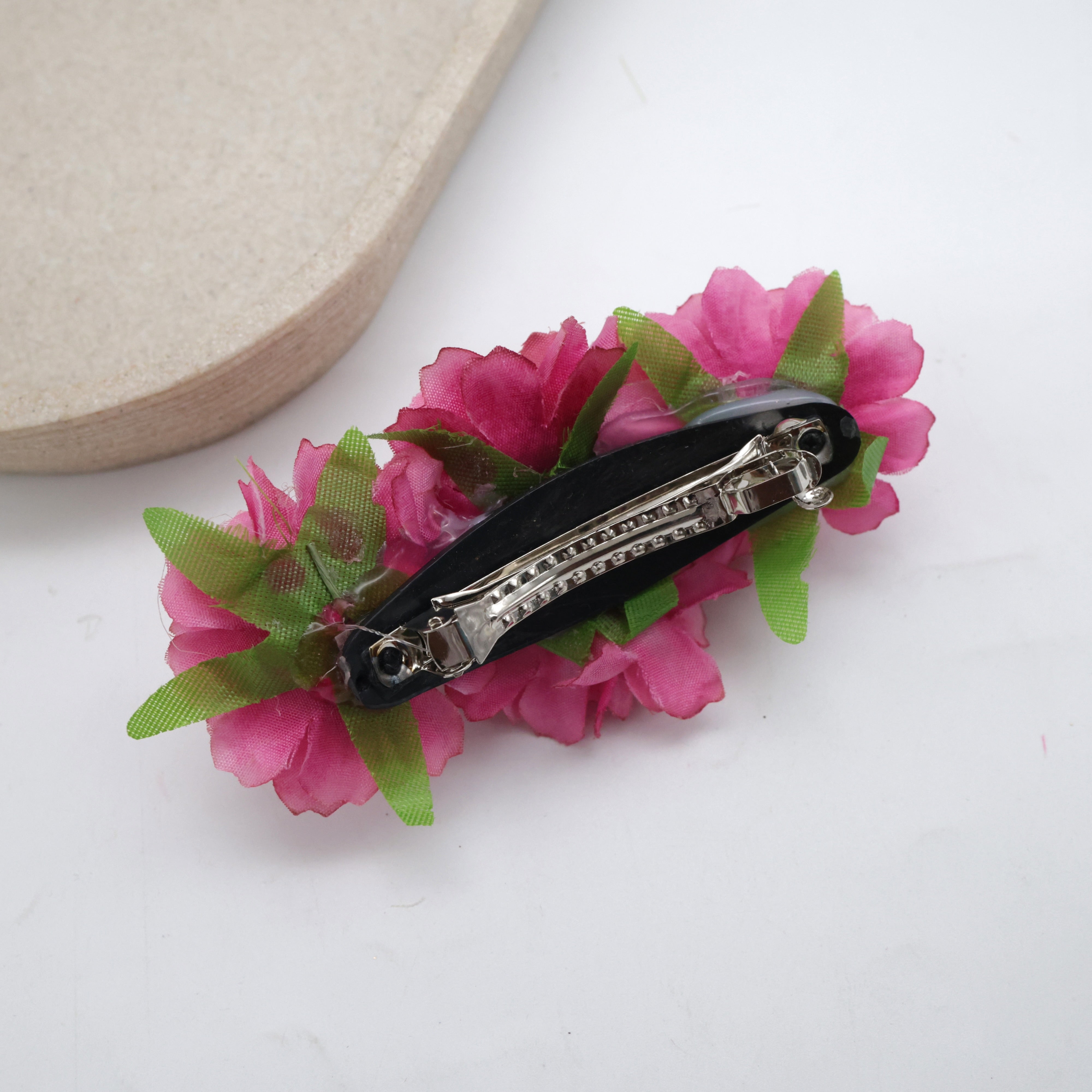 Fancy Rose Pollen Balls French Barrette Handmade Hairclips for Women